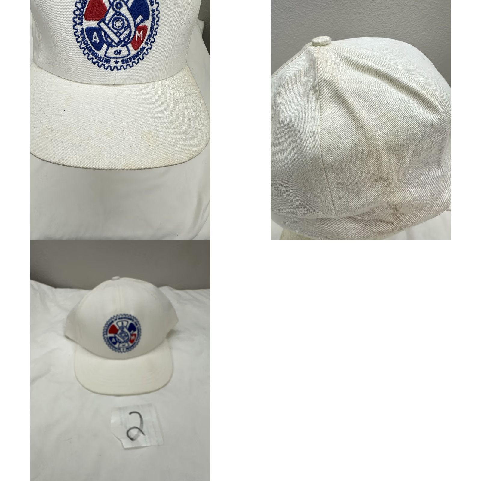 Vintage VINTAGE UnionWear Snapback Hat White International Mechanics and Aerospace Logo Mens Hats 90s USA Adjustable Front Logo Size ONE SIZE - 8 Thumbnail