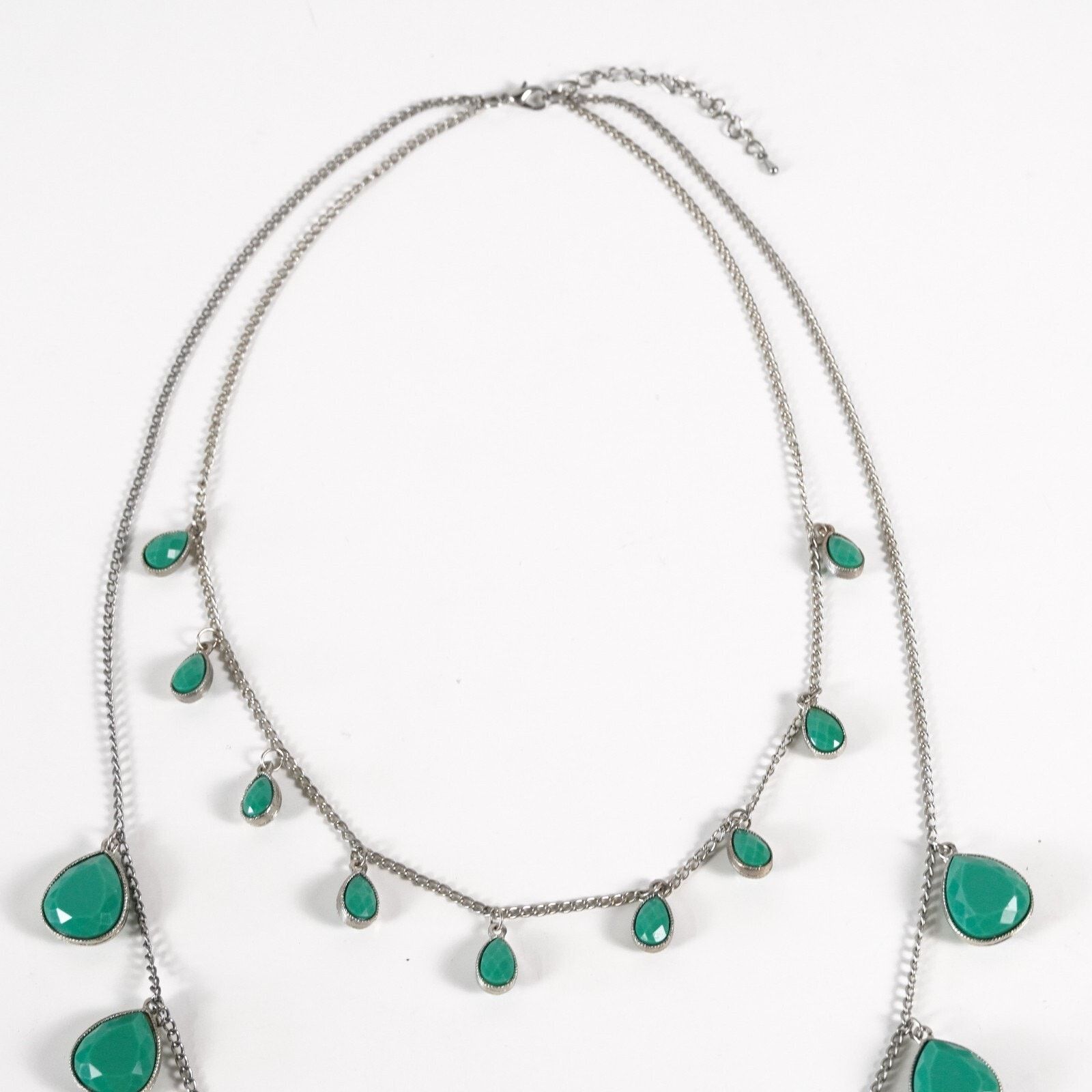 Other Vintage Silver & Green Stone Beaded Necklace Choker Jewelry Size ONE SIZE - 3 Thumbnail