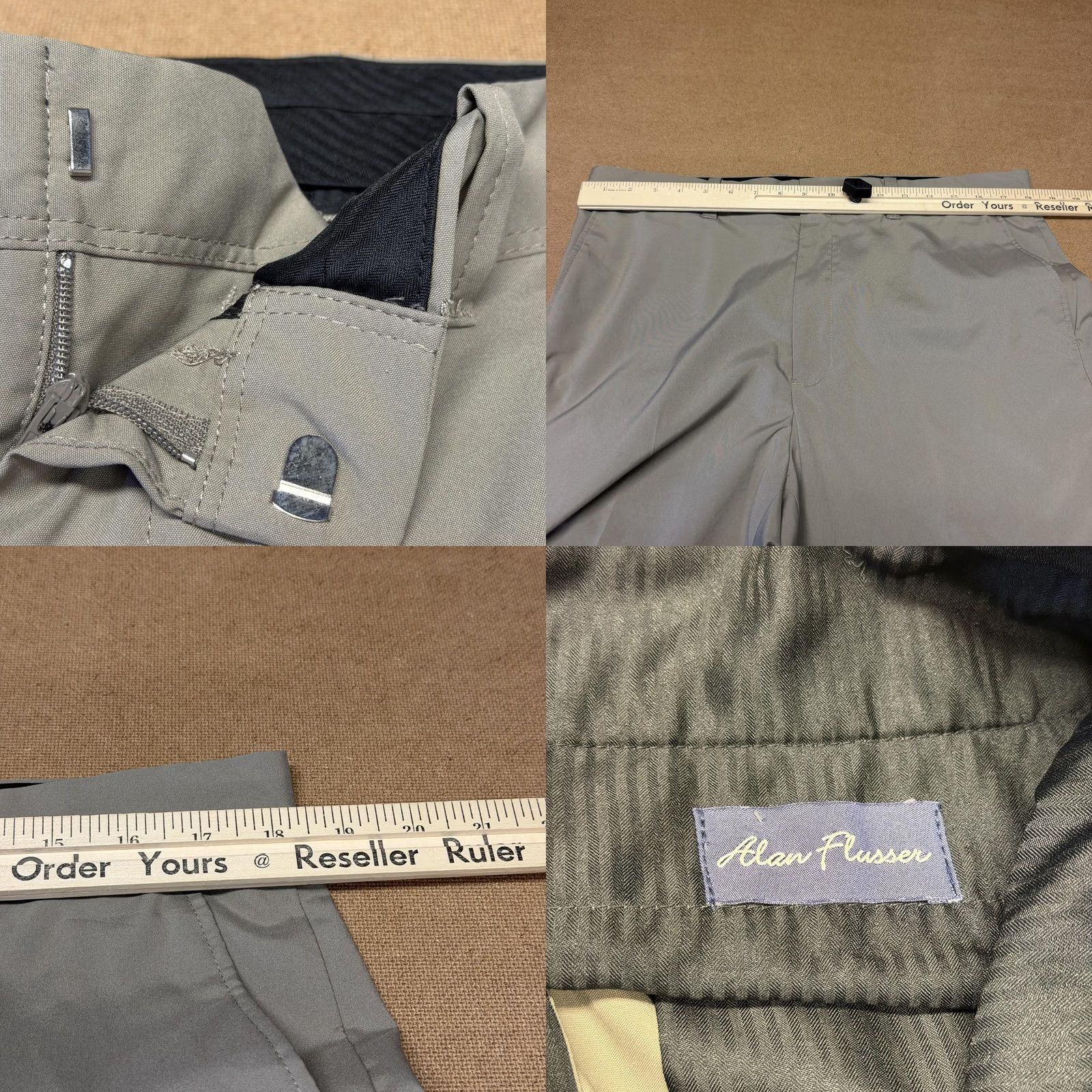 Vintage Alan Flusser Mens Gray Dress Pants 36x30 Flat Front Microfiber Classic Business Size US 36 / EU 52 - 8 Thumbnail
