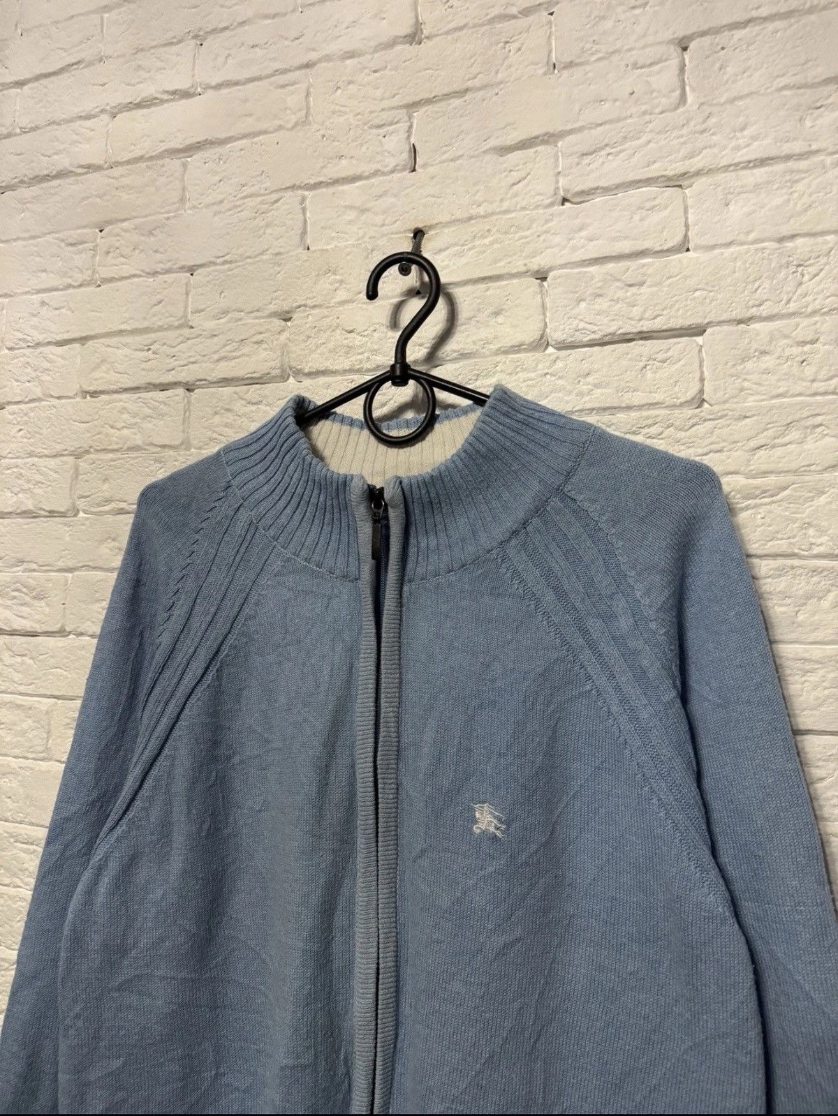 Burberry Burberry London FullZip Cotton Knit Sweater Embroidered Logo Size US L / EU 52-54 / 3 - 2 Thumbnail