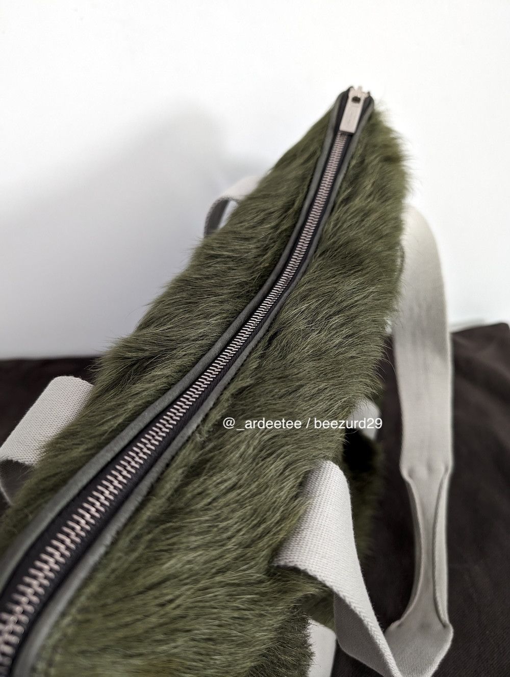 Rick Owens 💥UNRELEASED CALF HAIR FUR MINI TROLLEY TOTE BAG GREEN Size ONE SIZE - 9 Thumbnail