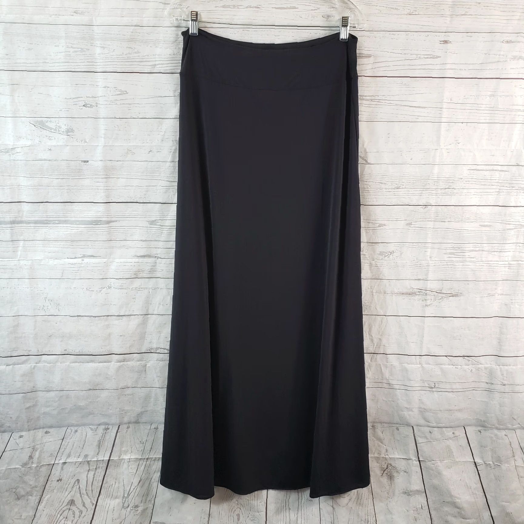 Vintage VINTAGE BRRR! Women's Maxi Skirt Solid Black Pull On Nylon Blend M Black Maxi Skirt Womens Pants? Size 32" / US 10 / IT 46 - 3 Thumbnail