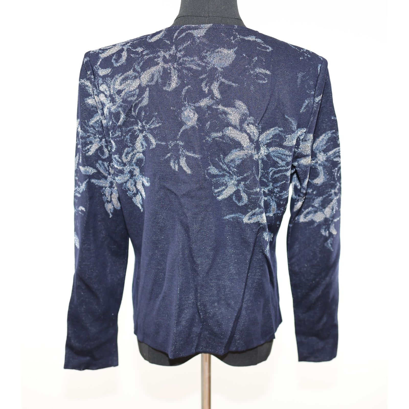 St. John ST JOHN Blue Silver Evening 2pc Knit Dress & Jacket Set 12/M Size M / US 6-8 / IT 42-44 - 4 Thumbnail