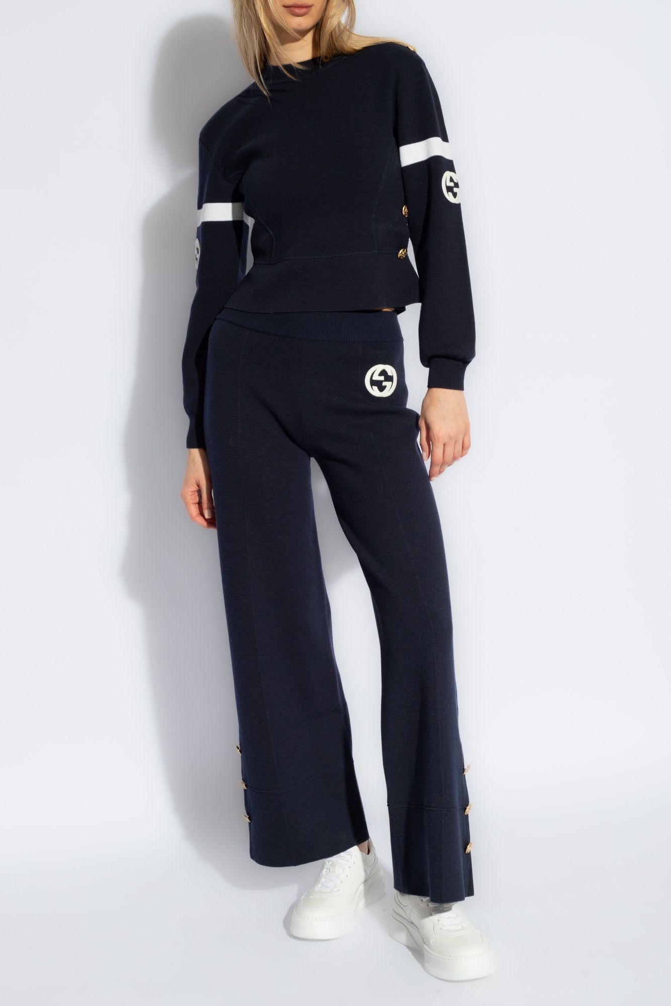 Gucci o1la5ras0526 Wool Pants in Navy/White Size 34" / US 12 / IT 48 - 2 Thumbnail