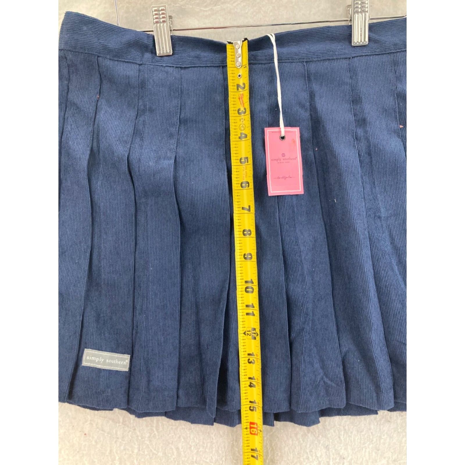 Vintage Simply Southern Collection Blue Pleated Short Skirt Womens XL New Size 40" / US 18 - 4 Thumbnail