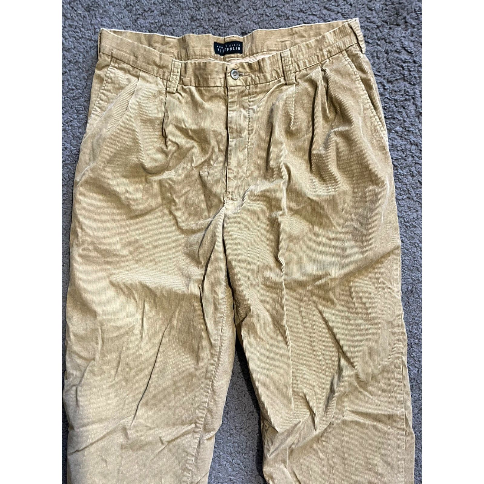 Perry Ellis Perry Ellis Chino Pants Men's 36 Regular Khaki Corduroy Pleated 31" Inseam Beigish Opt: Modern/ Casual Mens Size US 36 / EU 52 - 2 Thumbnail