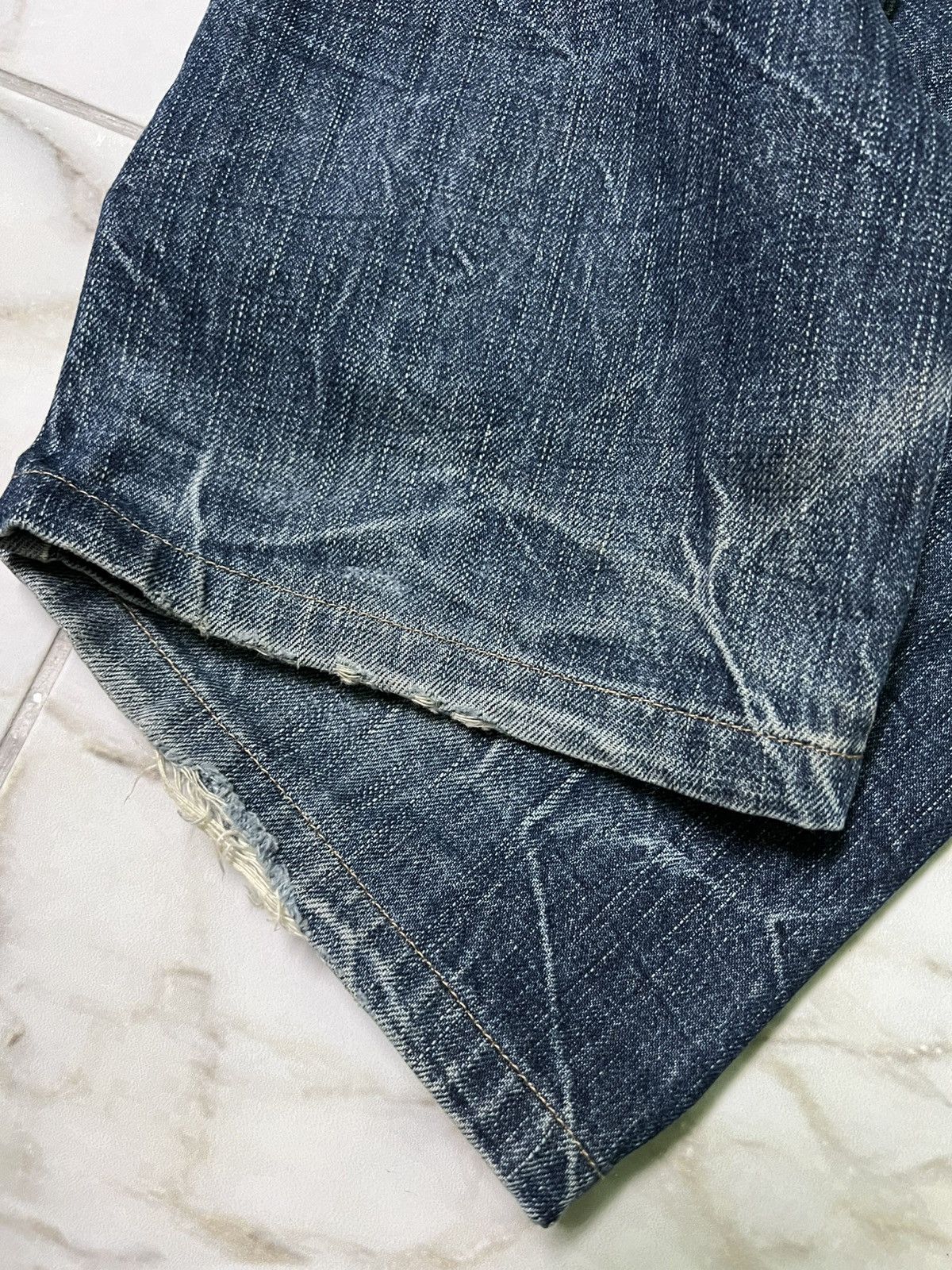 14th Addiction × If Six Was Nine × Japanese Brand 💥Baggy💥Vintage Guitar Pick Washed Distress Clawmark Jean Size US 33 - 15 Thumbnail