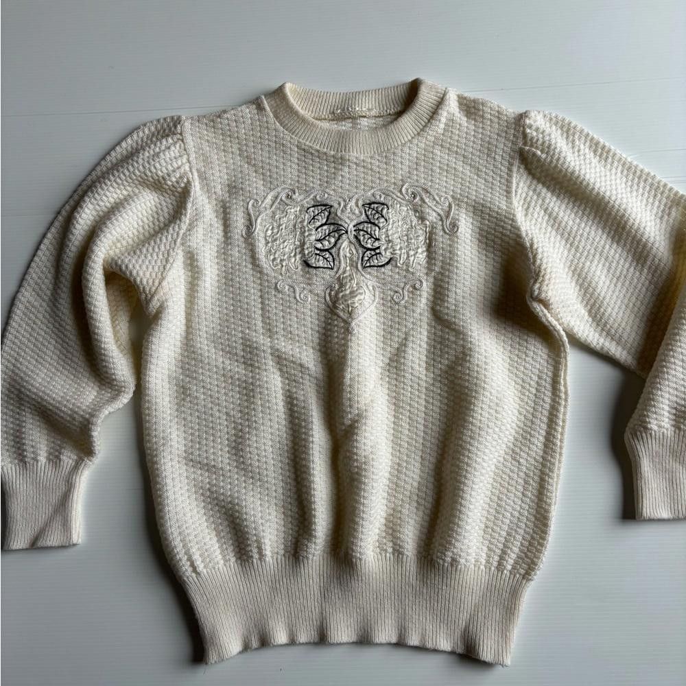 Designer Vintage Knit Embroidered Long Sleeve Size S / US 4 / IT 40 - 1 Thumbnail