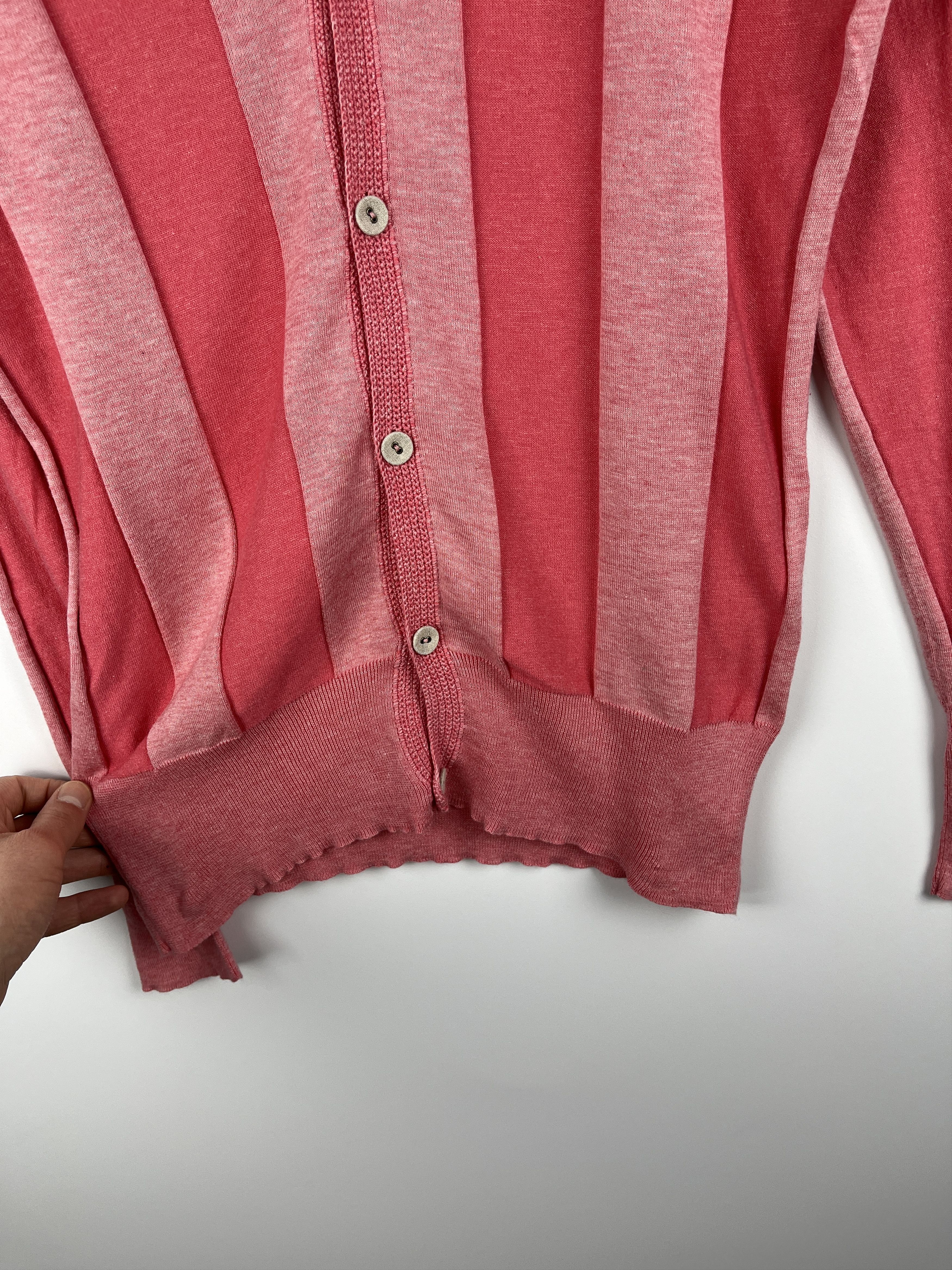 Japanese Brand Side Slope Cotton Cashmere Strip Cardigan Sweater Size US M / EU 48-50 / 2 - 6 Thumbnail