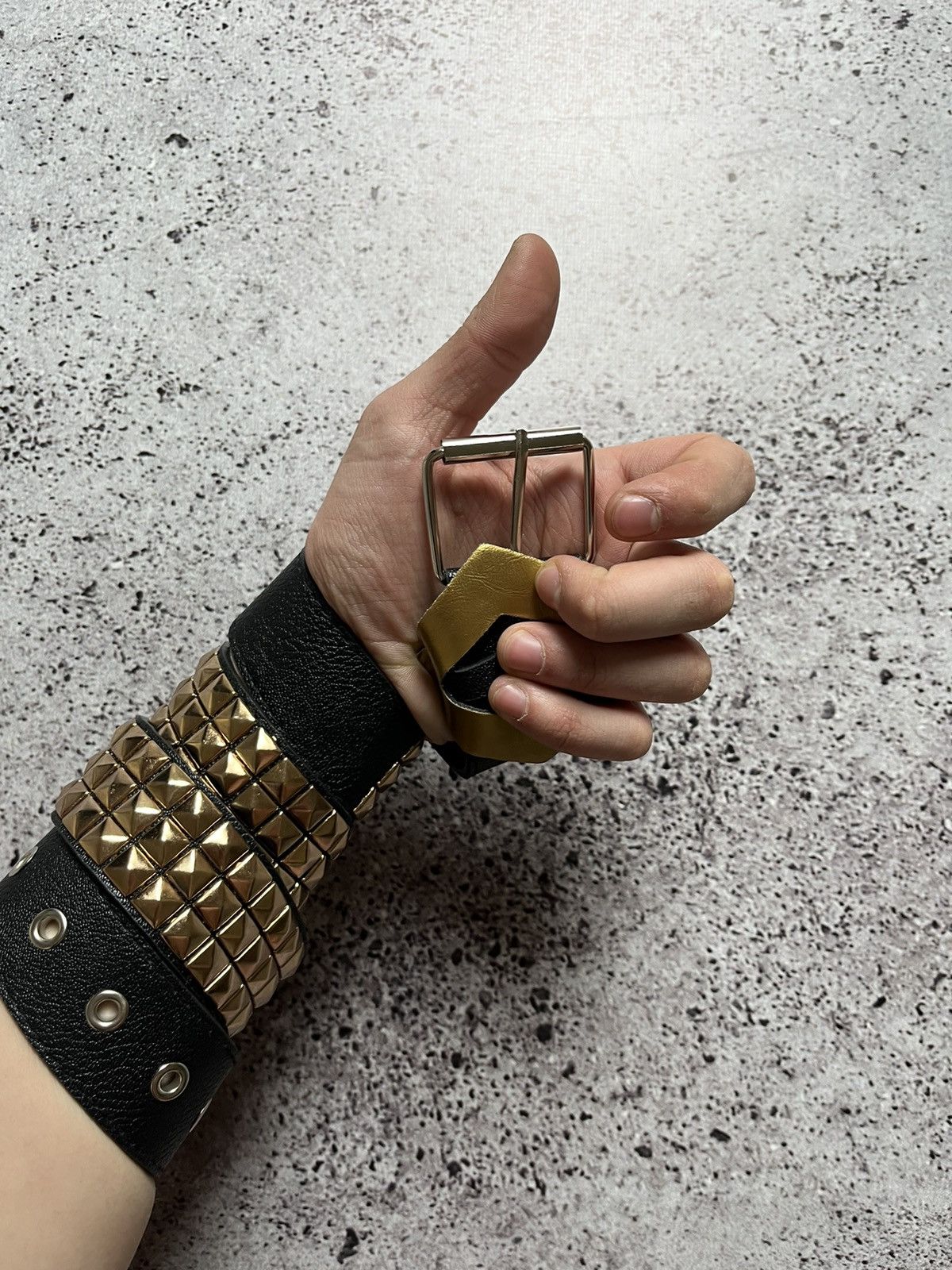 Japanese Brand 💫Avant-Garde Belt Chrome Hearts Style Gold Pyramids Size ONE SIZE - 2 Thumbnail