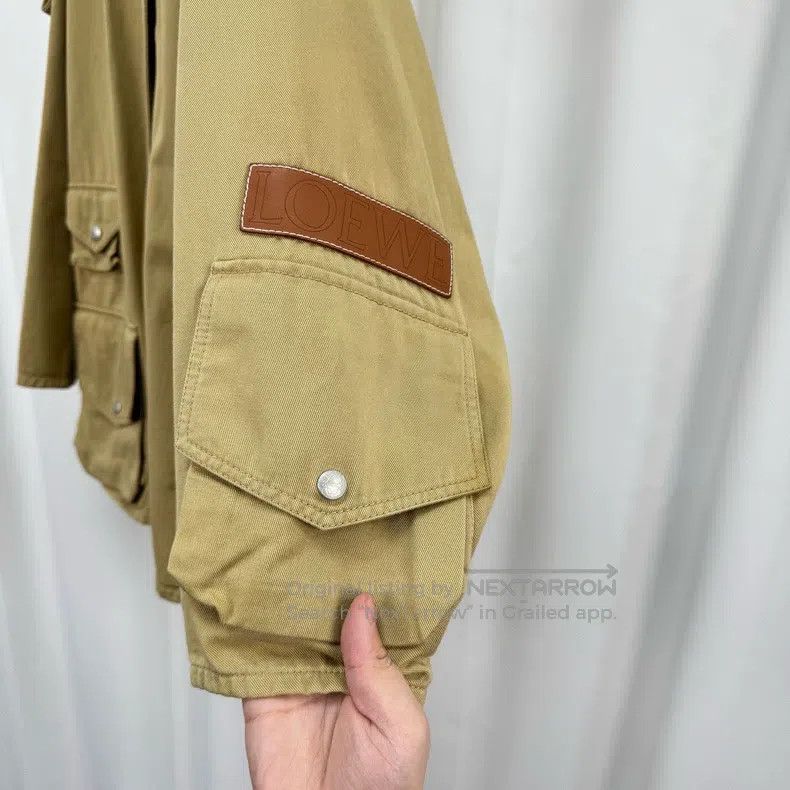 Loewe Loewe Khaki Leather Brand Windbreaker Jacket Size XS / US 0-2 / IT 36-38 - 4 Thumbnail