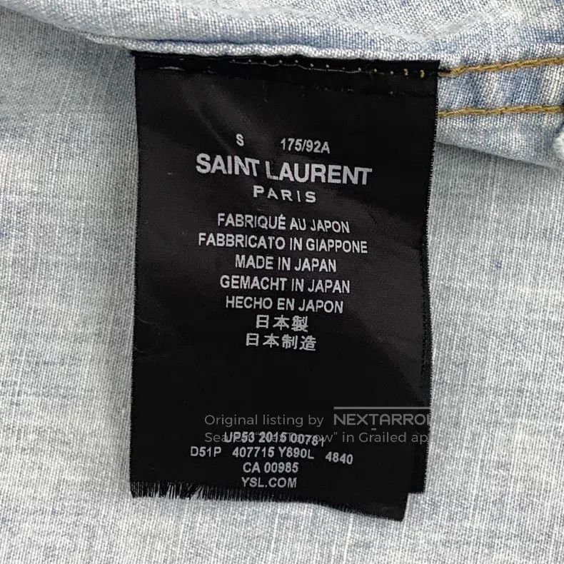 Saint Laurent Paris Saint Laurent Paris Light Blue Stud-Button Cotton Collar L Size US S / EU 44-46 / 1 - 7 Thumbnail