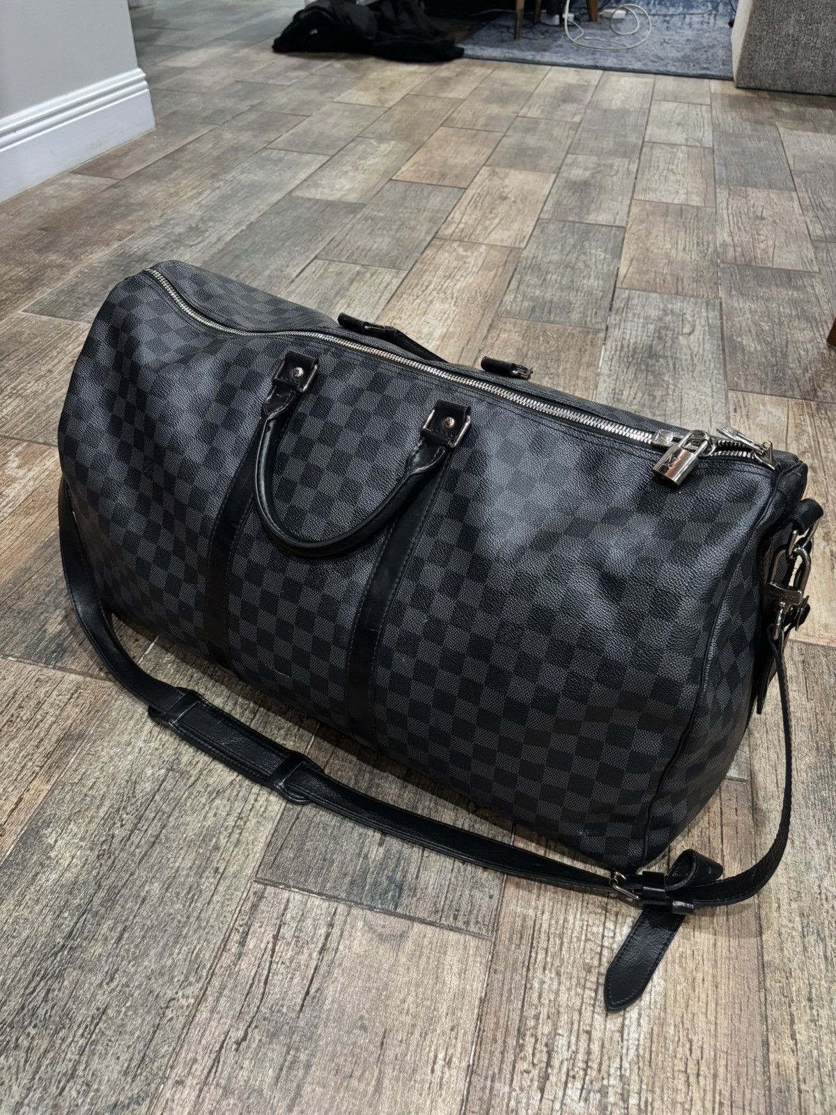 Black/Graphite Damier Keepall 55 Duffle Bag