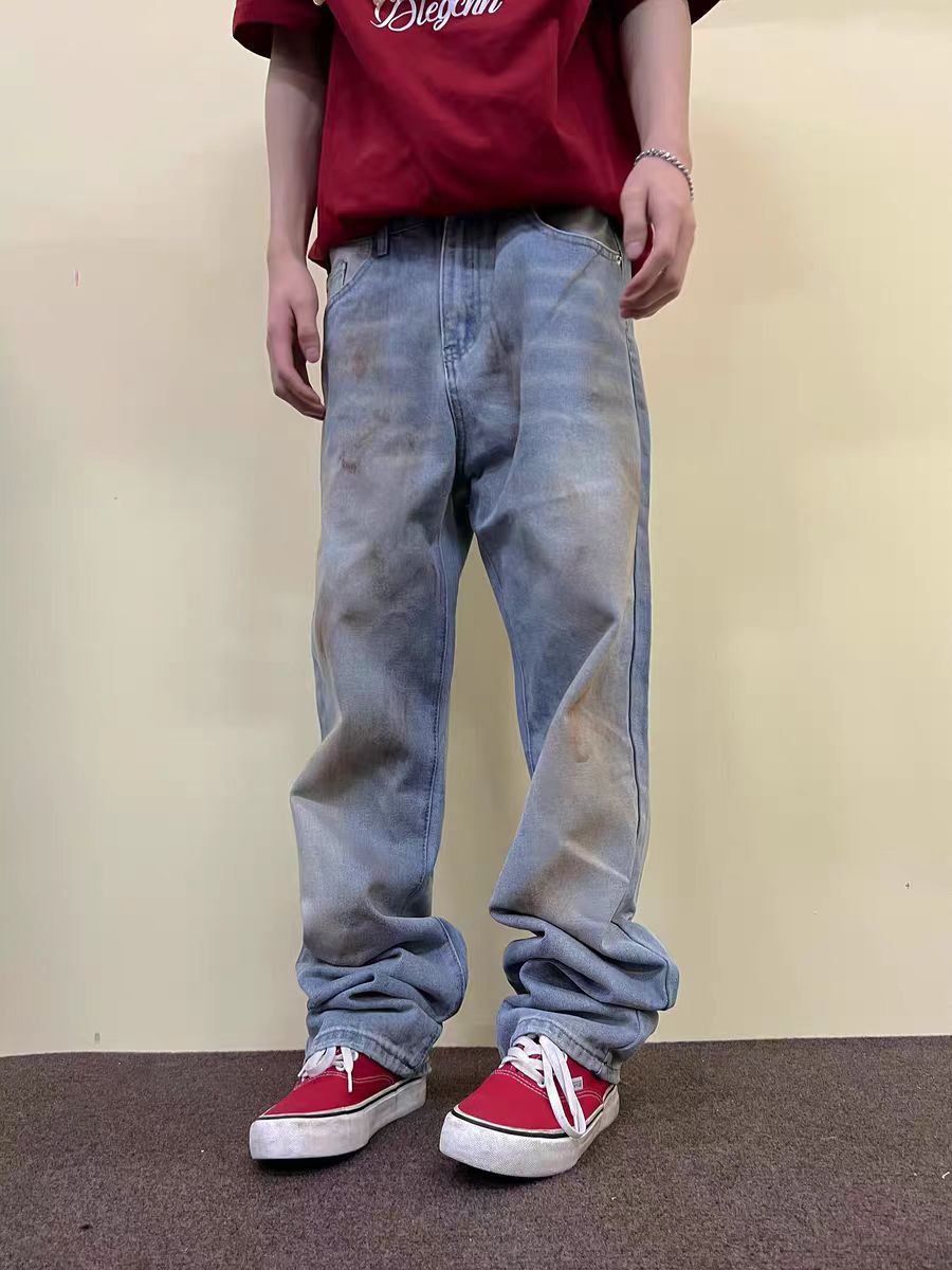 Japanese Brand × Jean Street straight wash tie-dye casual jeans Size US 34 / EU 50 - 1 Thumbnail