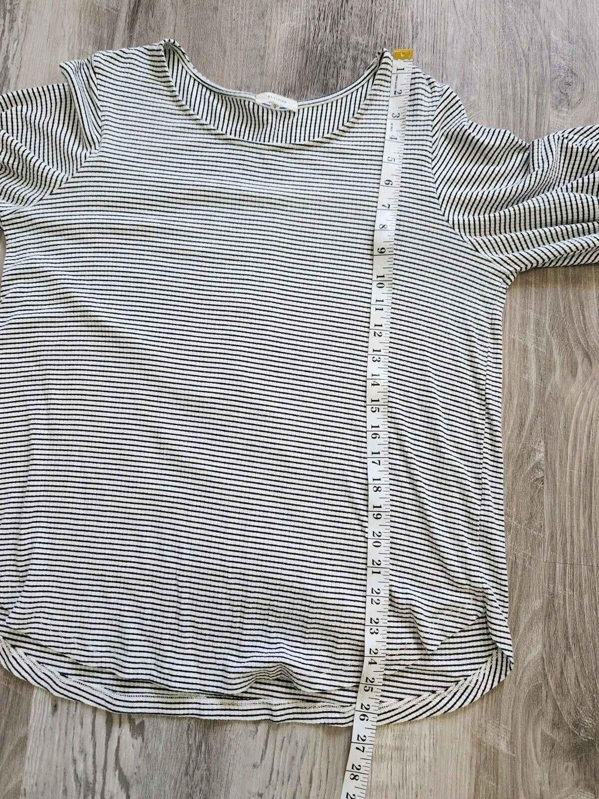 Designer Pleione Blouse Medium Black White Striped Bell Sleeves Size M / US 6-8 / IT 42-44 - 5 Thumbnail