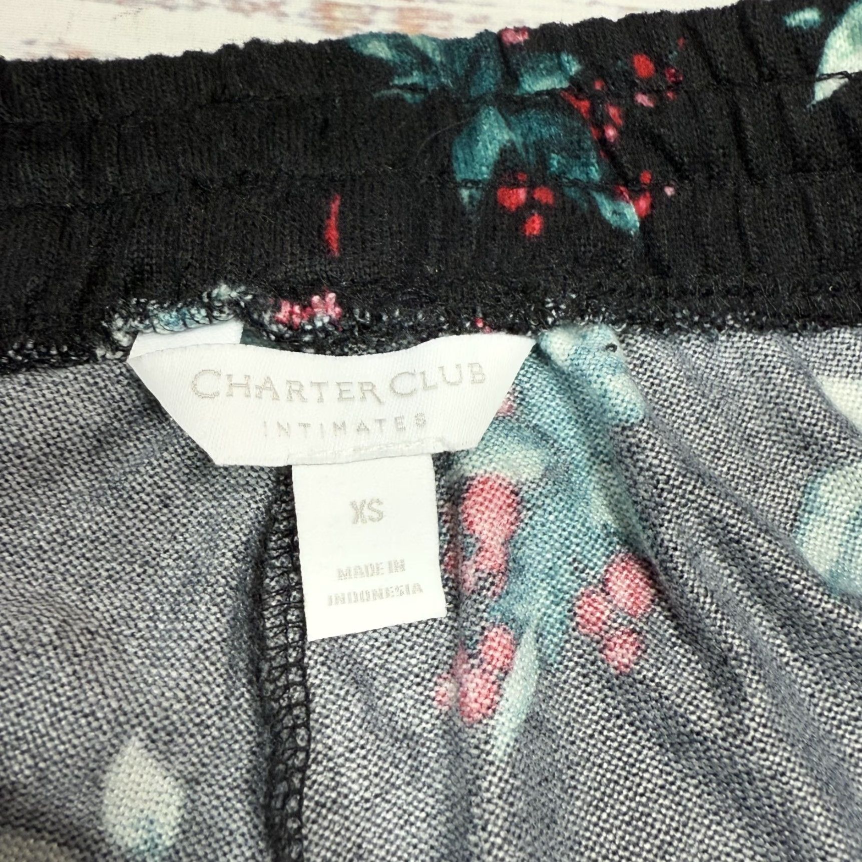 Charter Club Charter Club Intimates Black Floral Sleep Pants Pull On Drawstring Womens XS NWT Size 26" / US 2 / IT 38 - 7 Thumbnail