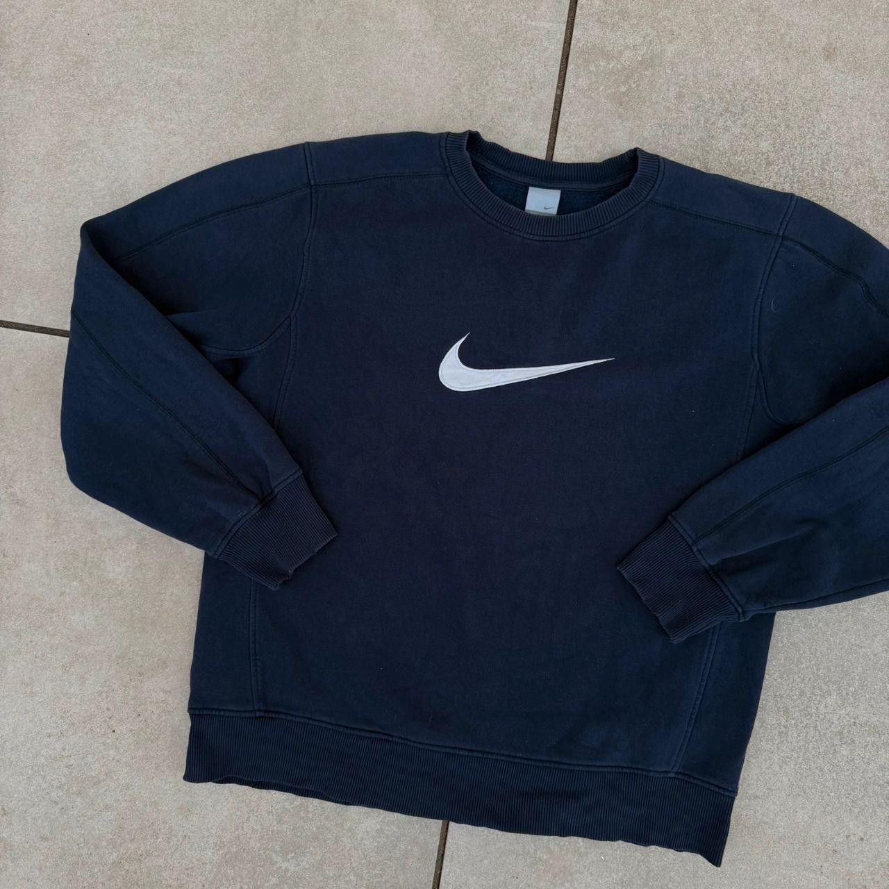 Nike Nike Vintage 90s Center Swoosh Sweaetshirt Navy Spellout Size US L / EU 52-54 / 3 - 4 Thumbnail