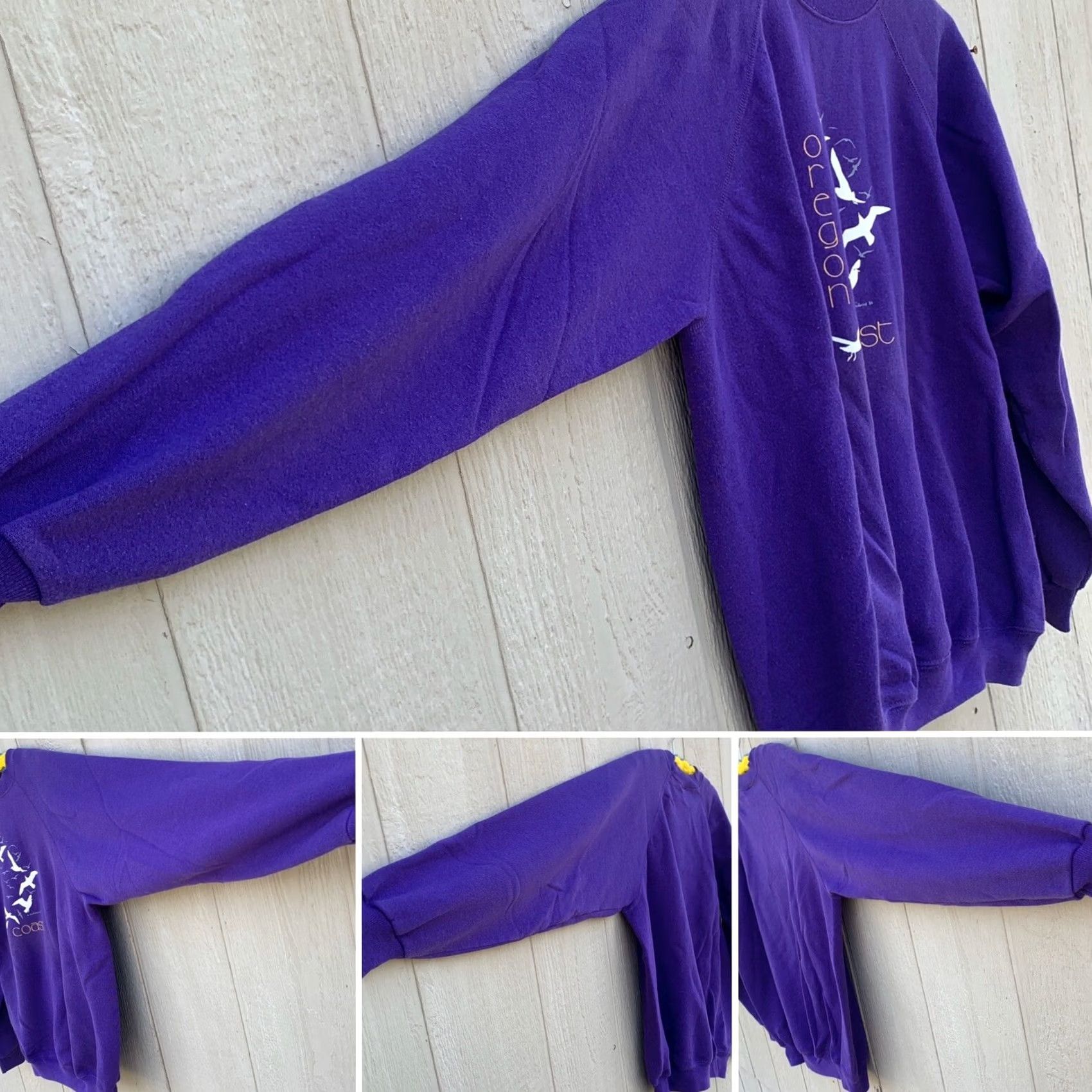 Hanes VINTAGE Hanes Oregon Coast Raglan Sweatshirt Seagull Graphics 80s 1980s Made In USA XL Men Pullover Crew Neck Purple Beach Bird Size US XL / EU 56 / 4 - 4 Thumbnail