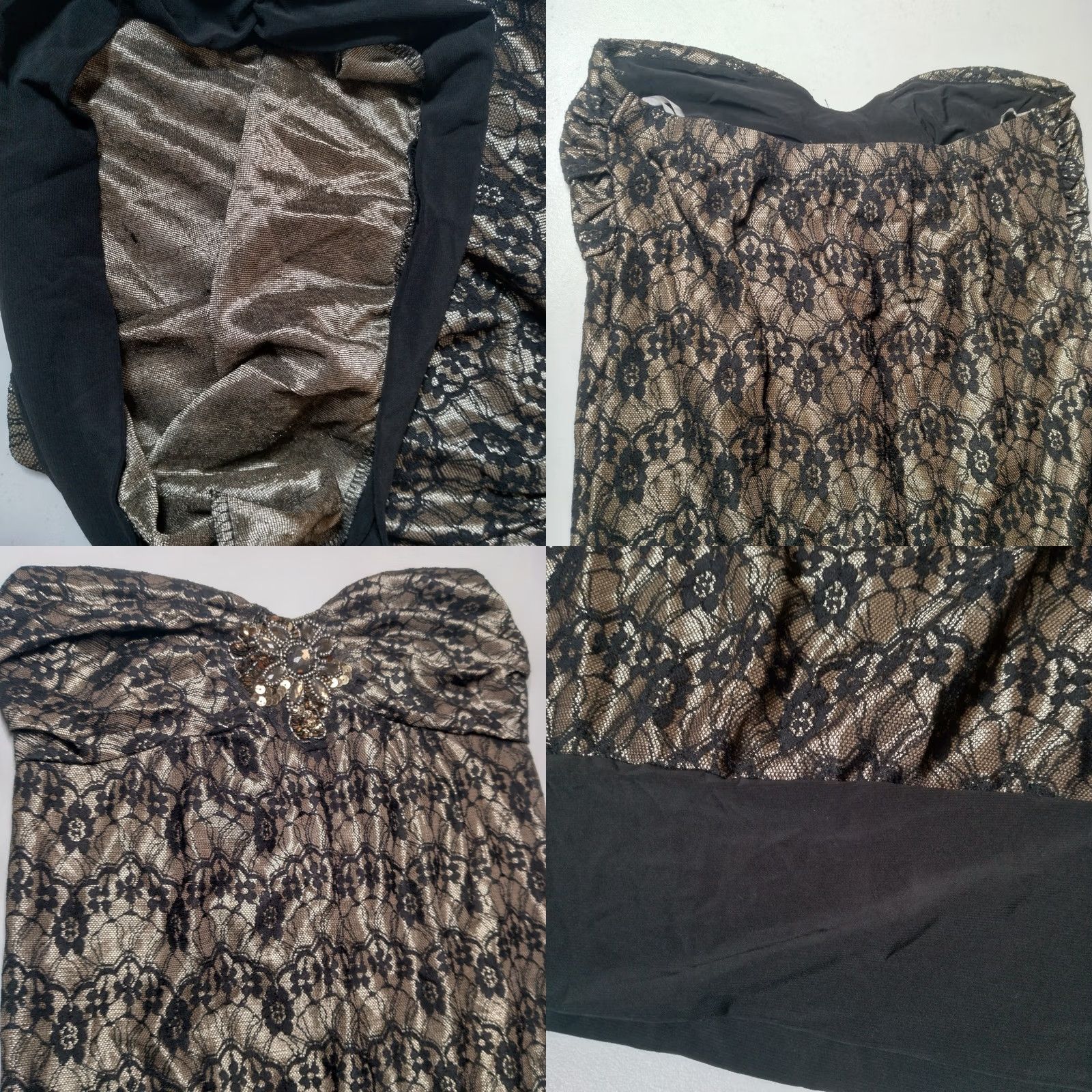 Vintage VINTAGE Daytrip Tube Top Shirt M Strapless Beaded Sequin Floral Lace NOS Black Women Size M / US 6-8 / IT 42-44 - 10 Thumbnail