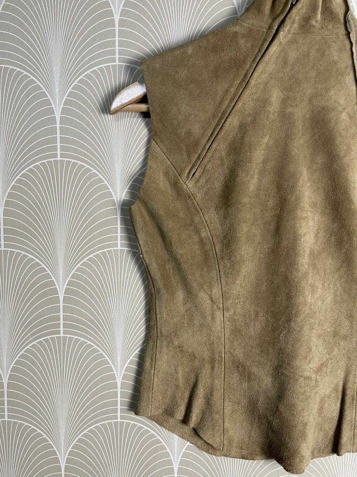 Japanese Brand × Vintage VINTAGE HOLONIC COWHIDE SUEDE LEATHER SLEEVELESS JACKET Size S / US 4 / IT 40 - 3 Thumbnail