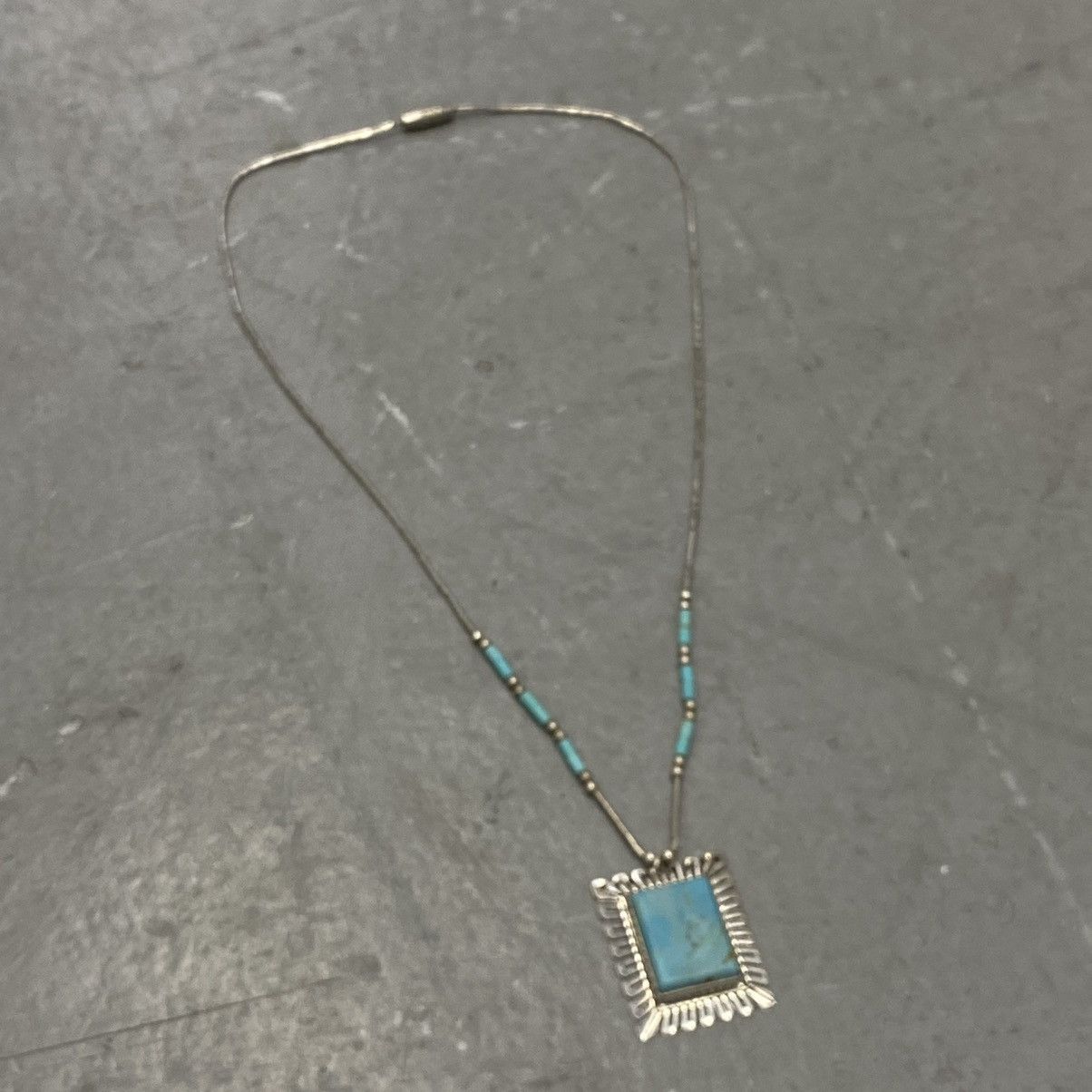 Kapital × Vintage Vtg 60s 70s Navajo Turquoise Sterling Square Concho Necklace Size ONE SIZE - 2 Thumbnail