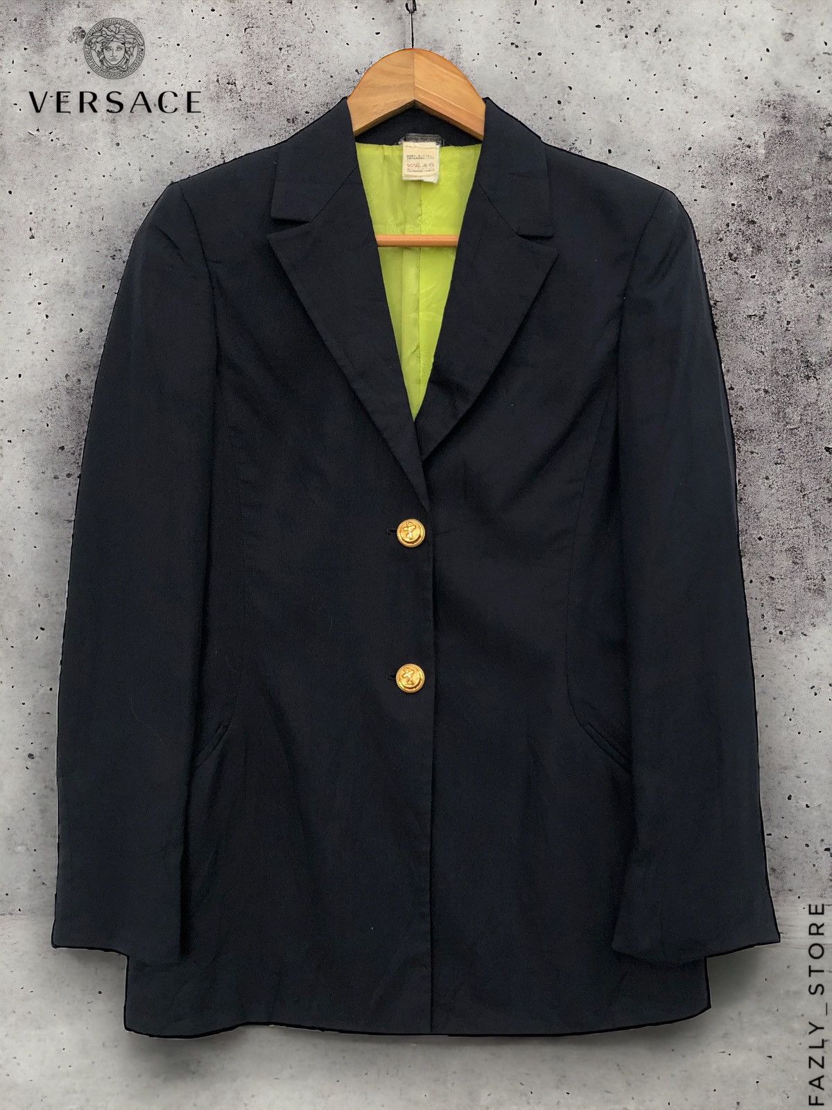 Versace 🔥VINTAGE VERSACE ITALY SINGLE-BREASTED SUIT/JACKET NAVY Size US S / EU 44-46 / 1 - 1 Thumbnail
