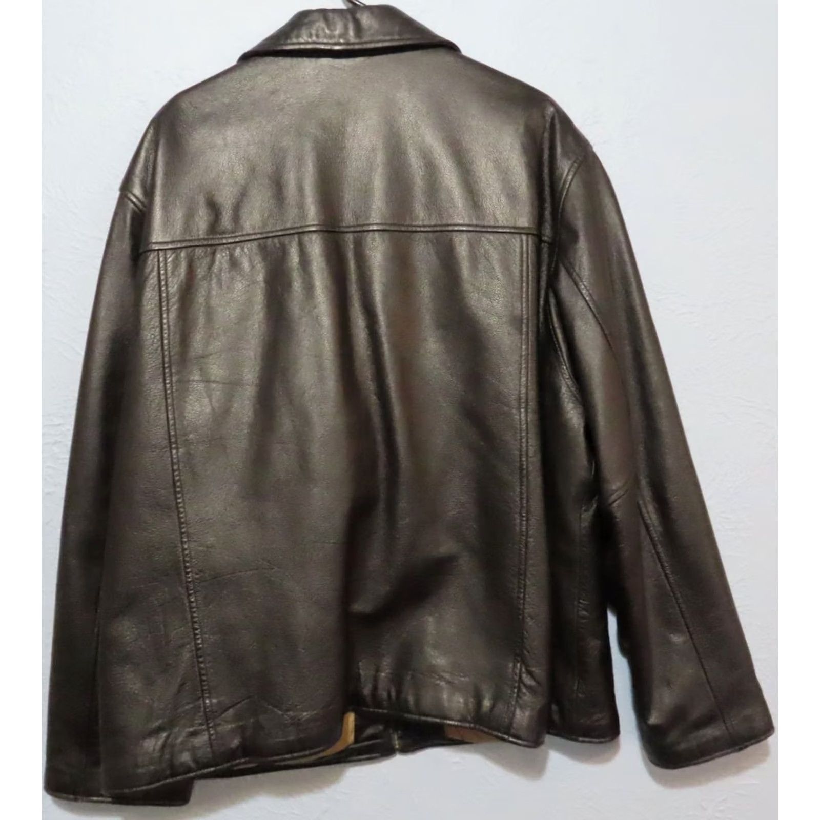 Dockers DOCKERS Jacket Leather 100% Cow Black XL Men Bomber Full Zip Mid-Length Solid Logo Zipper Casual Formal Workwear Spring Fall Winter Mens Size US XL / EU 56 / 4 - 7 Thumbnail