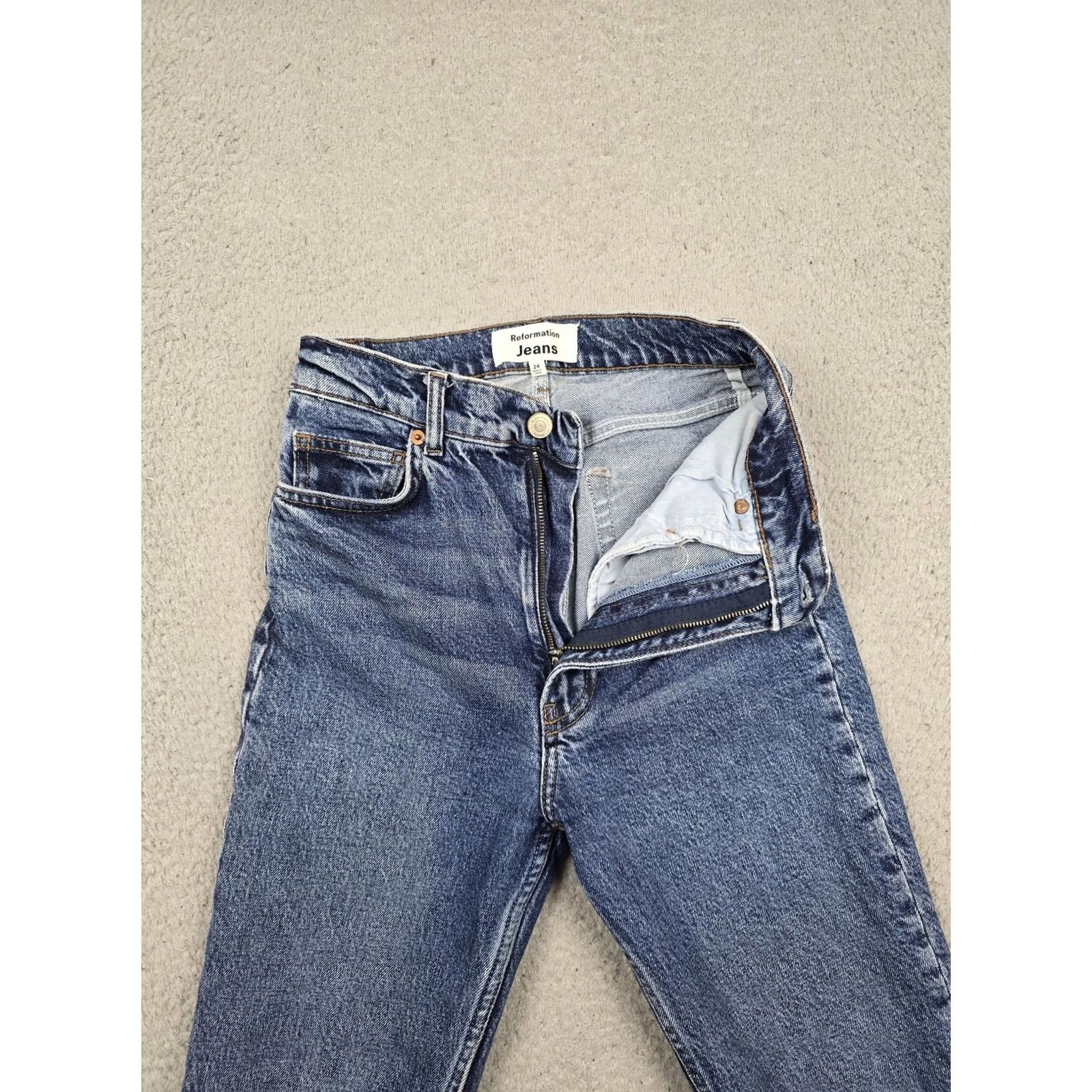 Reformation Reformation Jeans Womens 24 High Rise Straight Blue Liza Ultra 32 Medium Wash Size 42" / US 20 - 2 Thumbnail