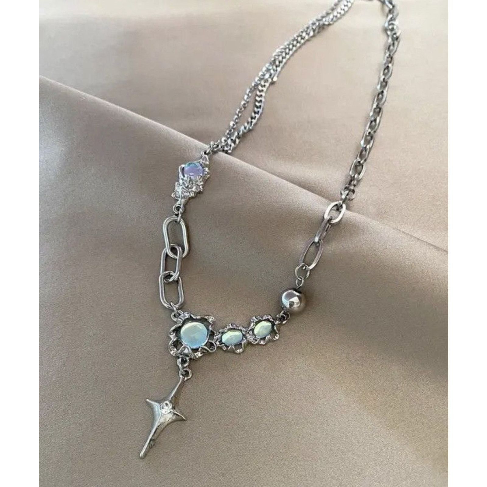 Jewelry Electro Chain Crystal Stone Silver Abstract Star Pop Fantasy Size ONE SIZE - 1 Thumbnail