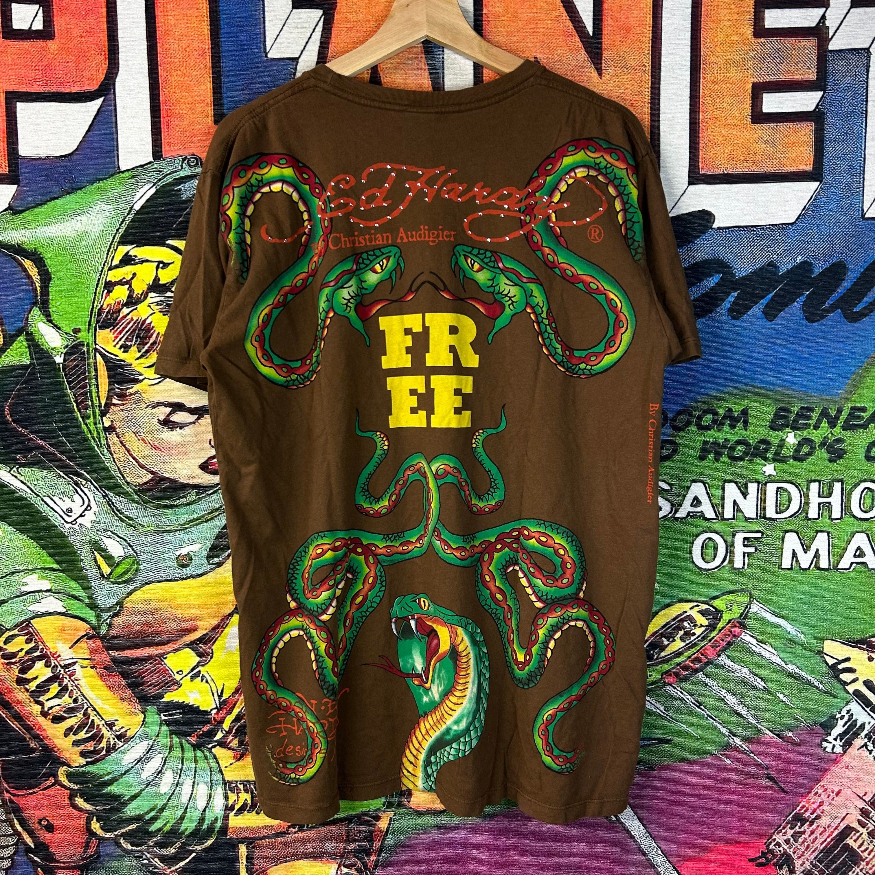 Ed Hardy Y2K Ed Hardy Rhinestones Free Snake Tee Size Large Size US L / EU 52-54 / 3 - 2 Thumbnail