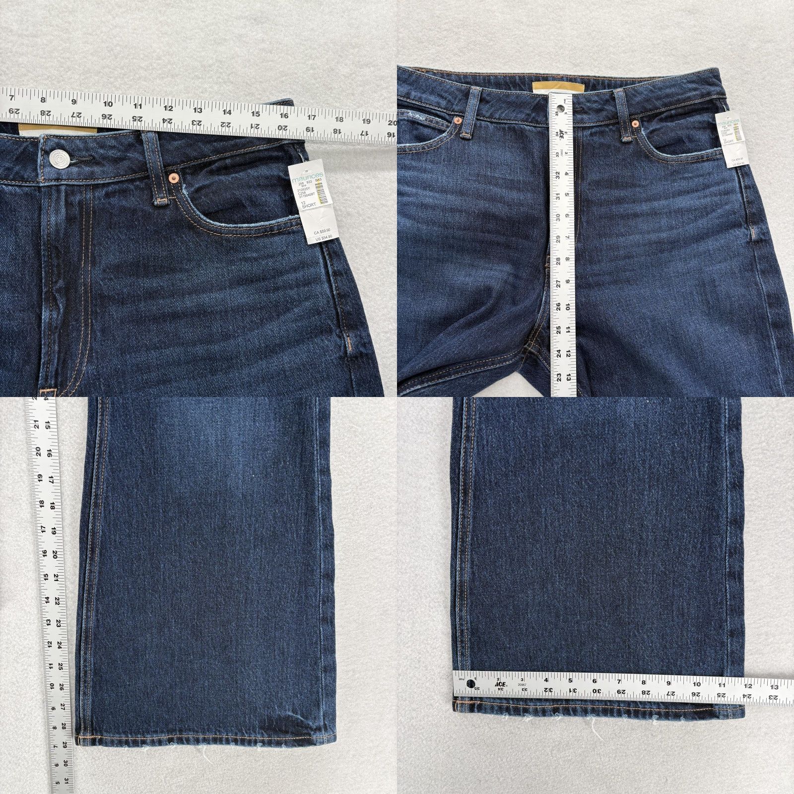 Vintage Maurices 90s Flare Jeans Womens 12 Short Blue High Rise Curvy Fit Stretch Denim Pants Size 34" / US 12 / IT 48 - 8 Thumbnail