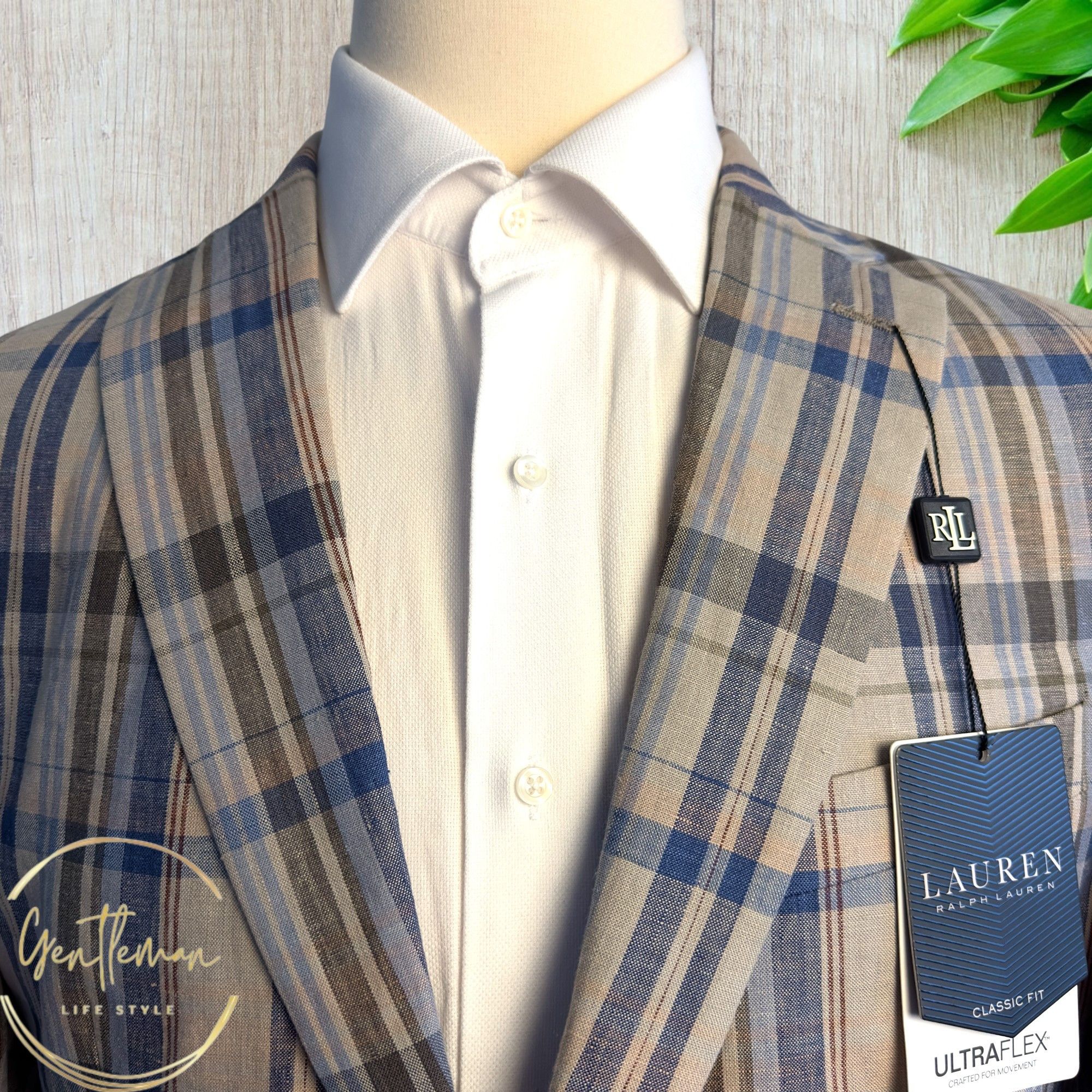 Ralph Lauren RALPH LAUREN Blazer Sport Coat Jacket 44L Linen Plaid Size 44L - 3 Thumbnail