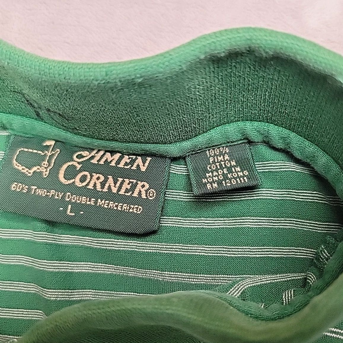 Vintage VINTAGE Amen Corner Polo Mens L Green Stripe Masters Golf Logo Pima Cotton Casual Size US L / EU 52-54 / 3 - 6 Thumbnail