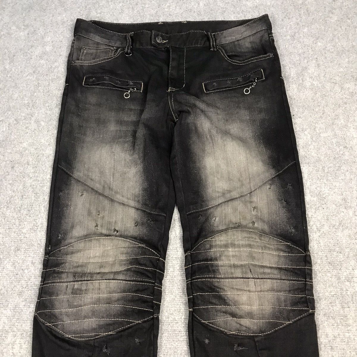 If Six Was Nine × PPFM × Tornado Mart 🔥PPFM BLACK PUNK JAPAN BIKER STYLE DENIM PANTS Size US 32 / EU 48 - 3 Thumbnail