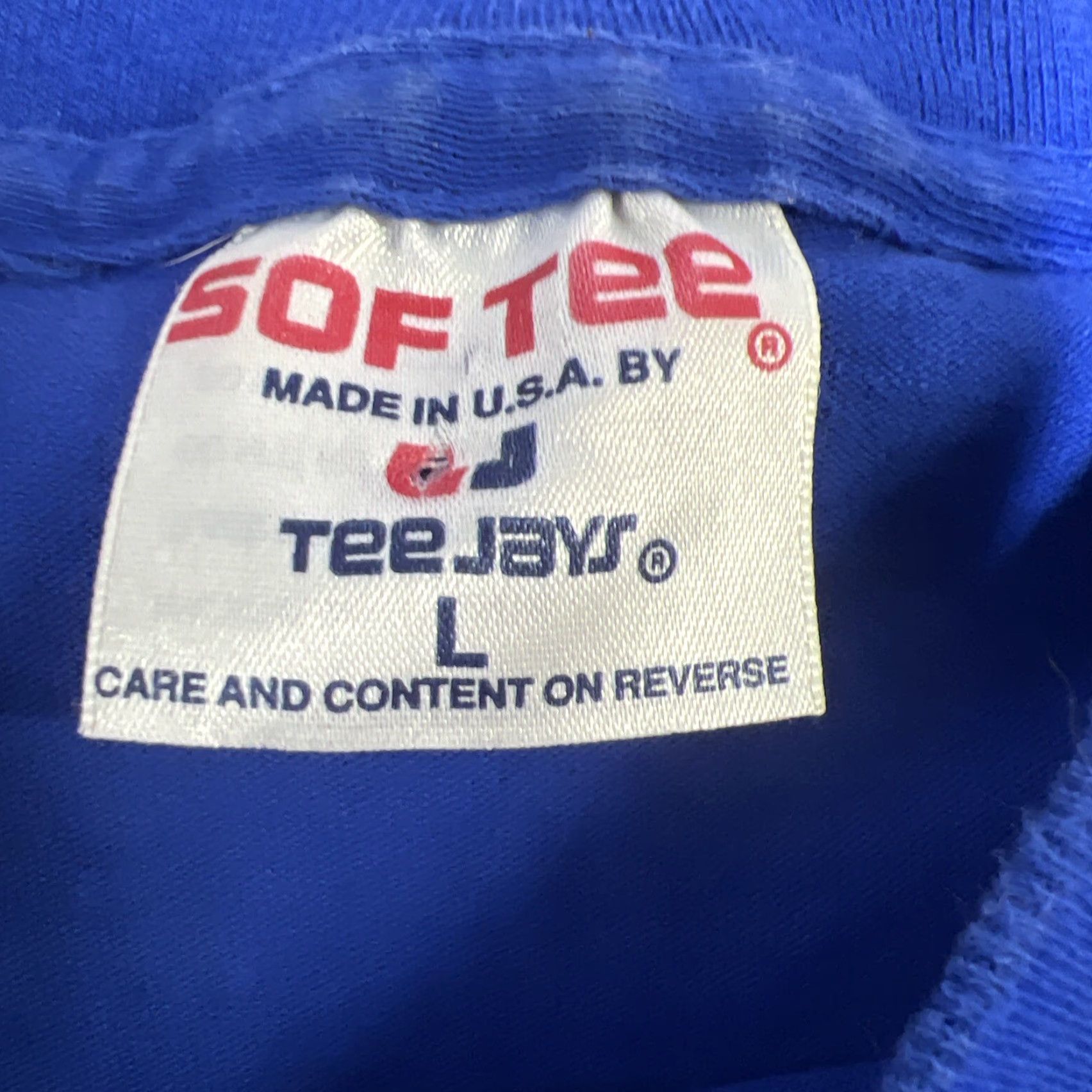Vintage VINTAGE 1993 SINGLE STITCH Blue T-Shirt Mens Size L USA Stitch Size US L / EU 52-54 / 3 - 4 Thumbnail