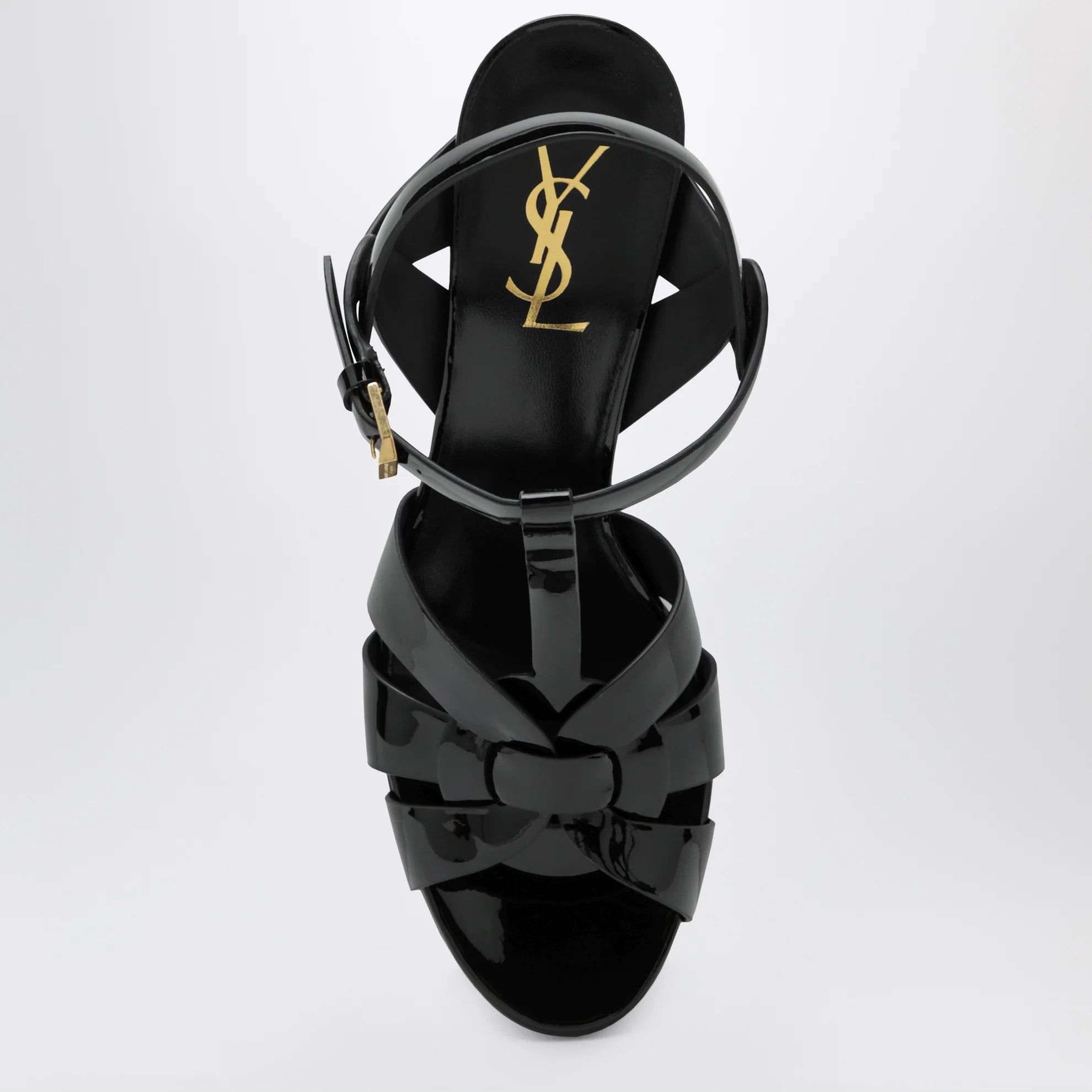 Saint Laurent Paris o1d2blof0526 Patent Leather Sandals in Black Size US 10 / IT 40 - 3 Thumbnail