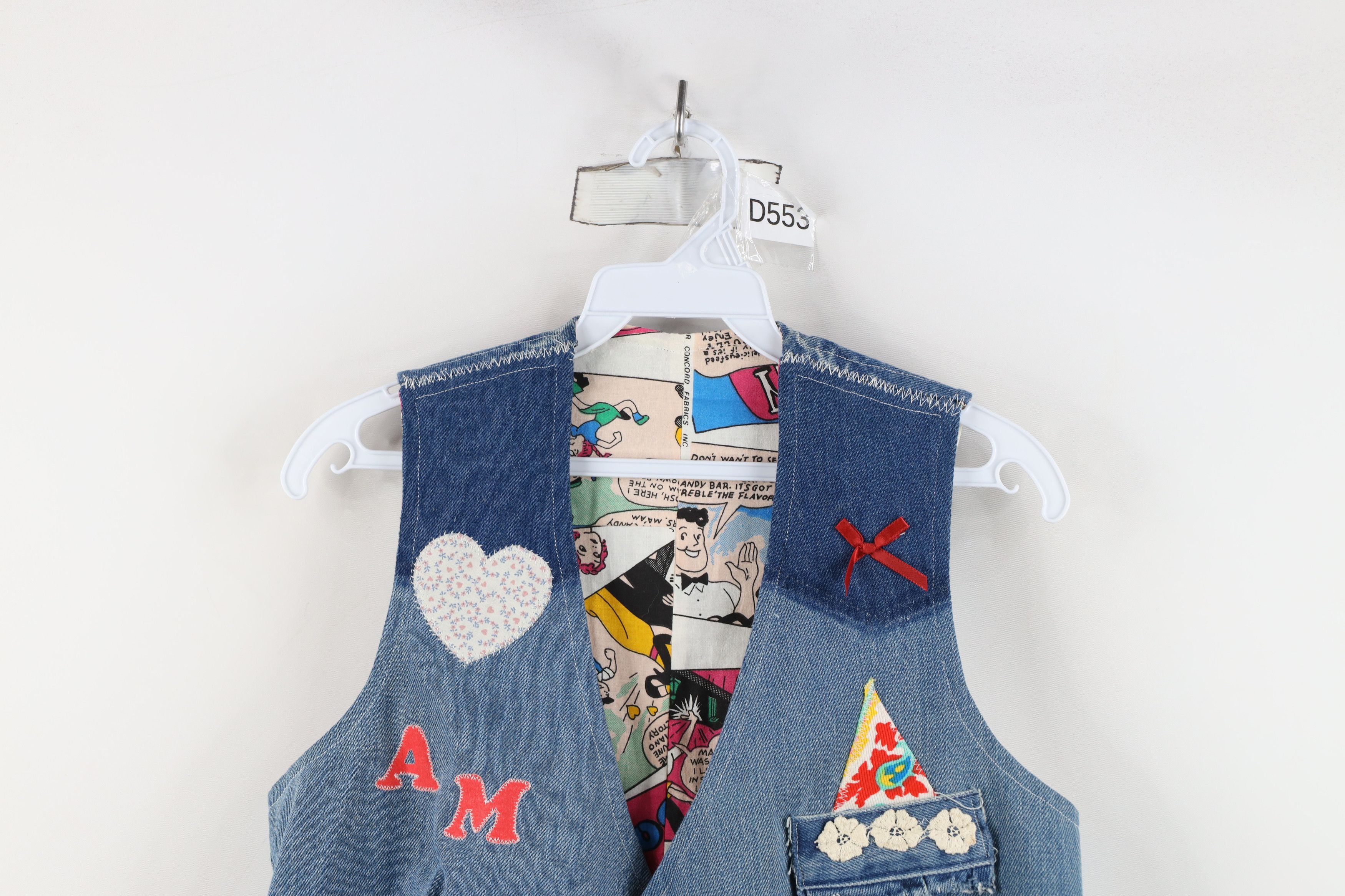 Vintage Vintage 90s Streetwear Comic Denim Jean Vest Jacket Blue Size S / US 4 / IT 40 - 2 Thumbnail