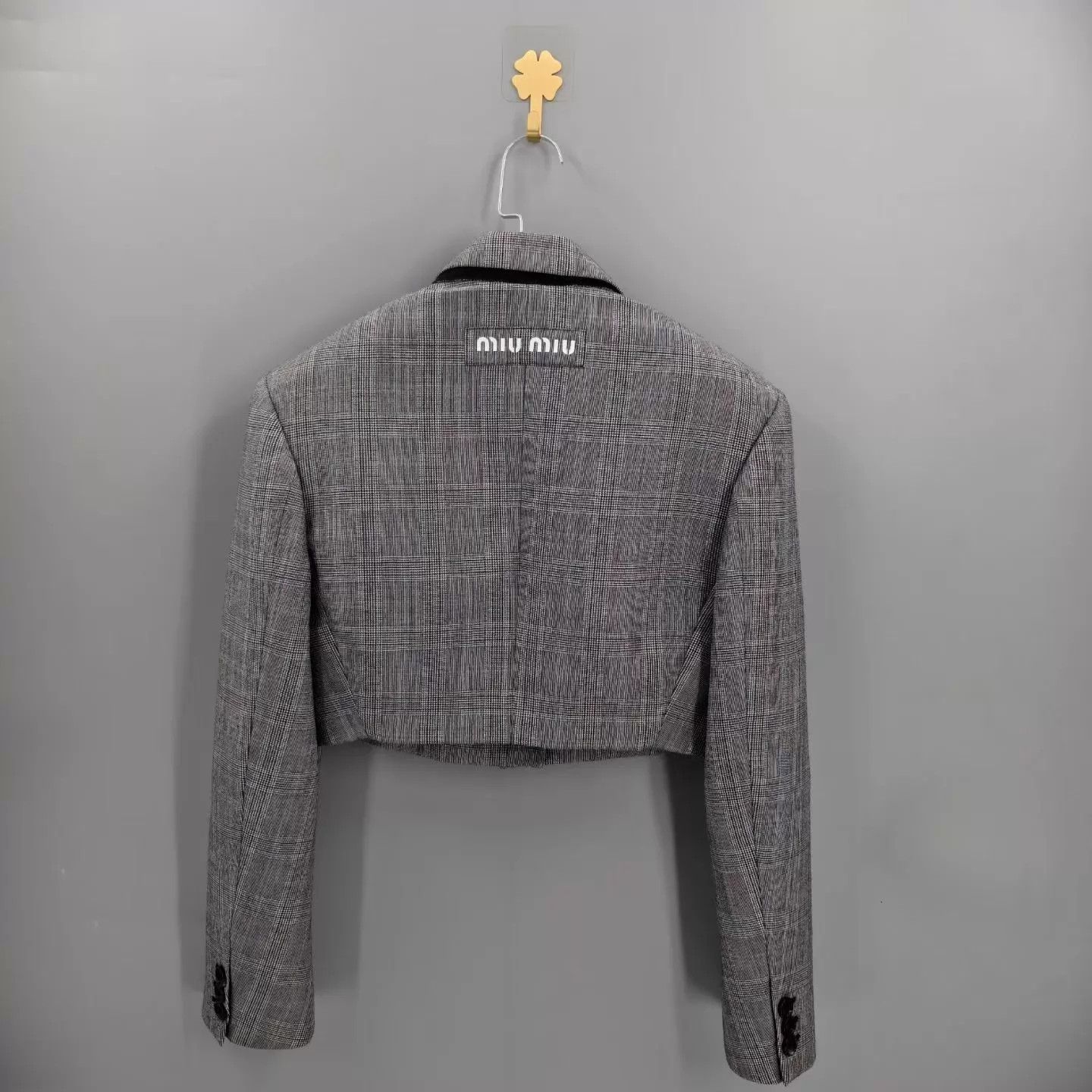 Miu Miu MIU MIU Checked Back Logo Short Blazer Women's 38 Size XS / US 0-2 / IT 36-38 - 2 Thumbnail