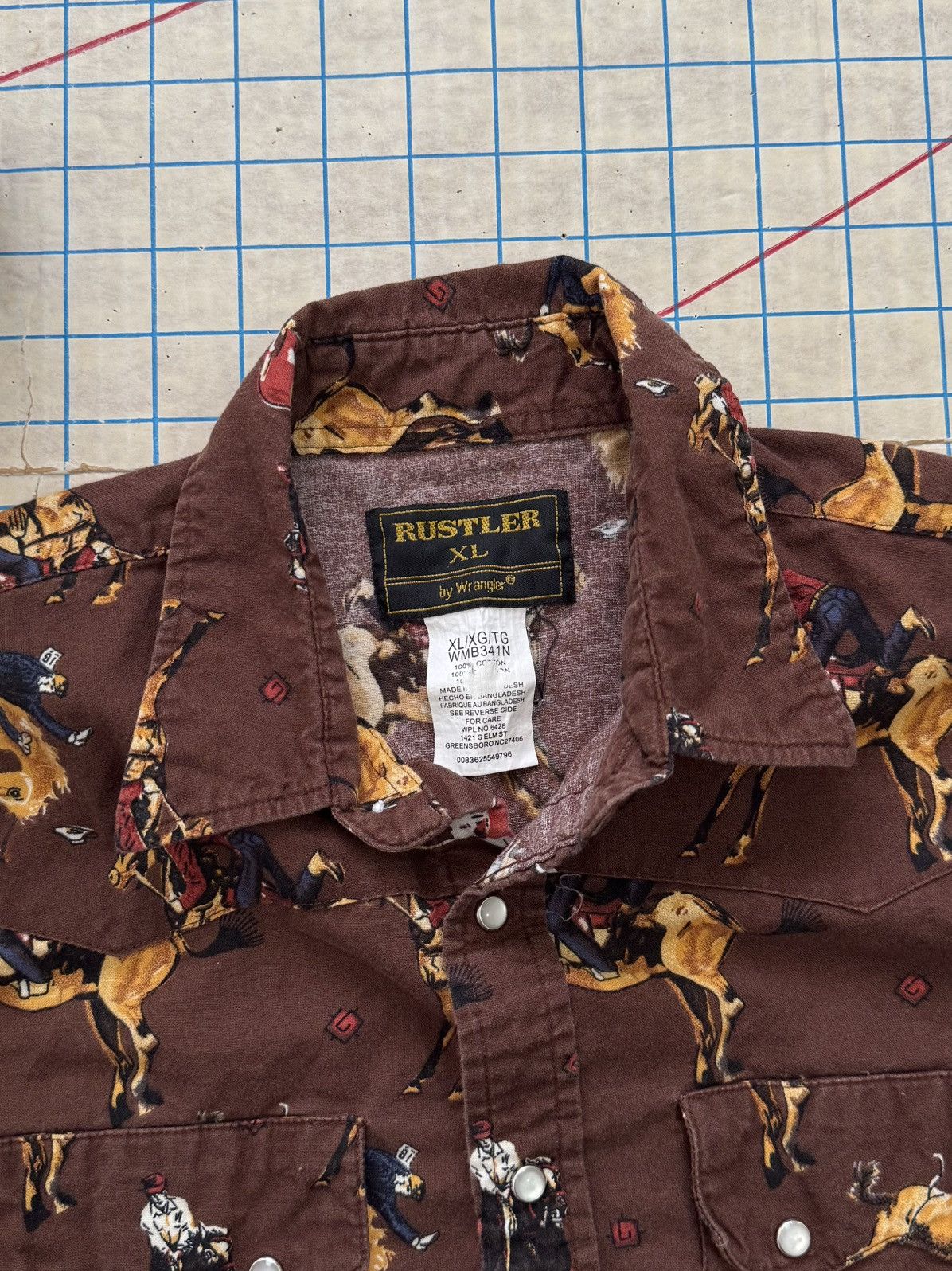 Rustler × Vintage × Wrangler Vintage Rustler by Wrangler Pearl Snap Button Up Brown Size S / US 4 / IT 40 - 5 Thumbnail