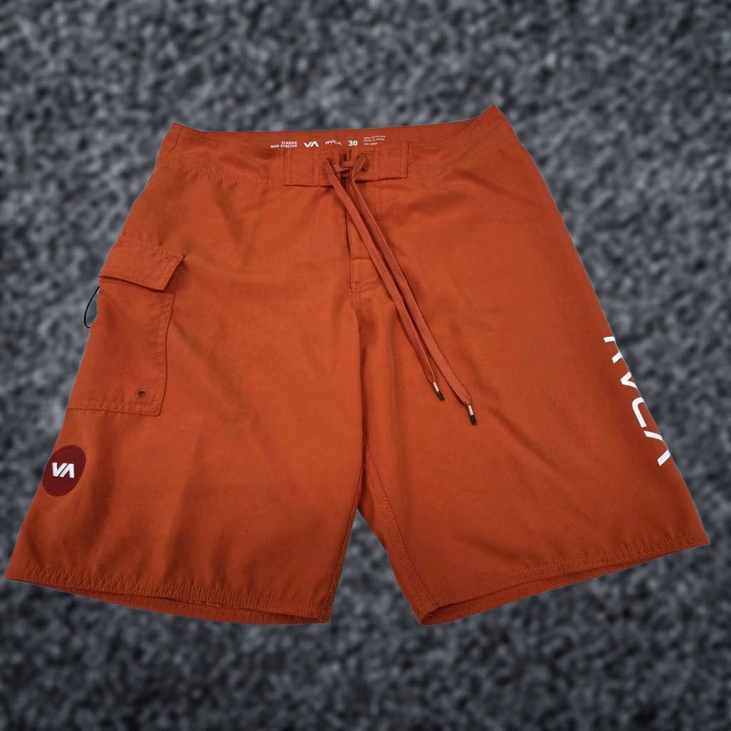 RVCA RVCA Mens Board Shorts Orange 30 Regular Inseam 10" Drawstring Side Pocket Embroidered Classic Non Stretch Polyester Knit Swim Bottoms Mens Size ONE SIZE - 1 Thumbnail