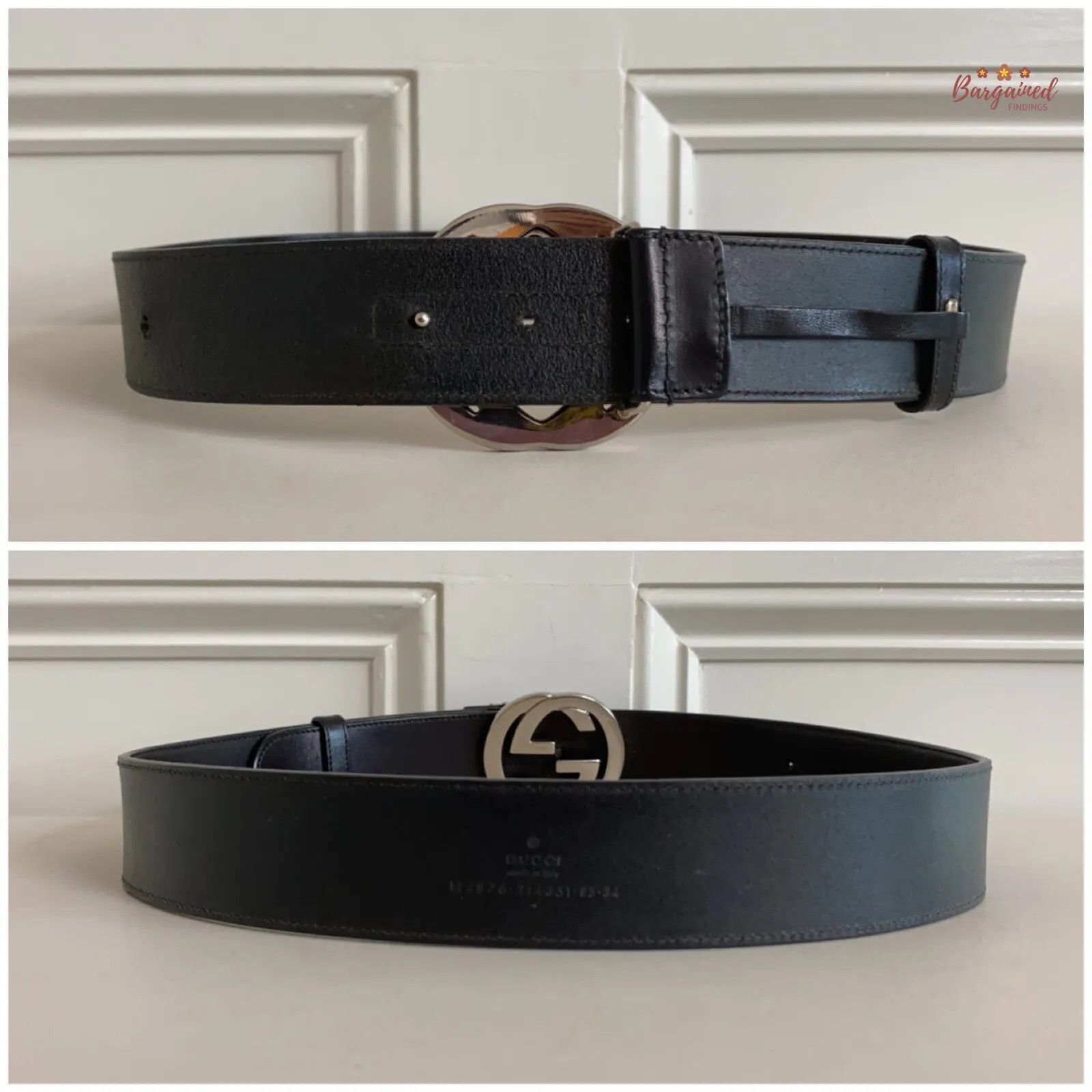 Gucci Gucci Calfskin Leather Silver Interlocking G Buckle Belt Size 30 - 9 Thumbnail