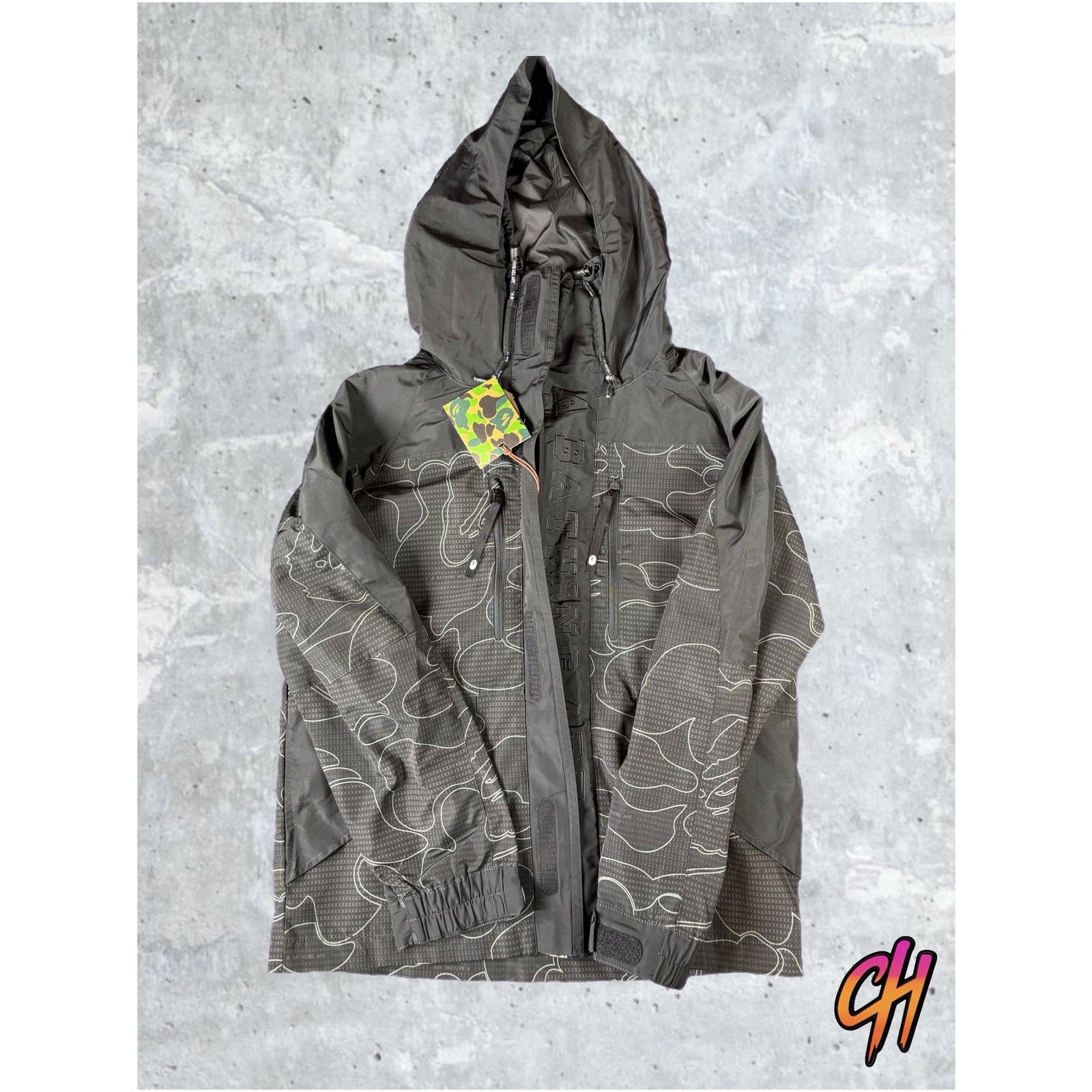Bape BAPE Text Code Camo Hooded Black Jacket Size Medium Size US M / EU 48-50 / 2 - 1 Thumbnail
