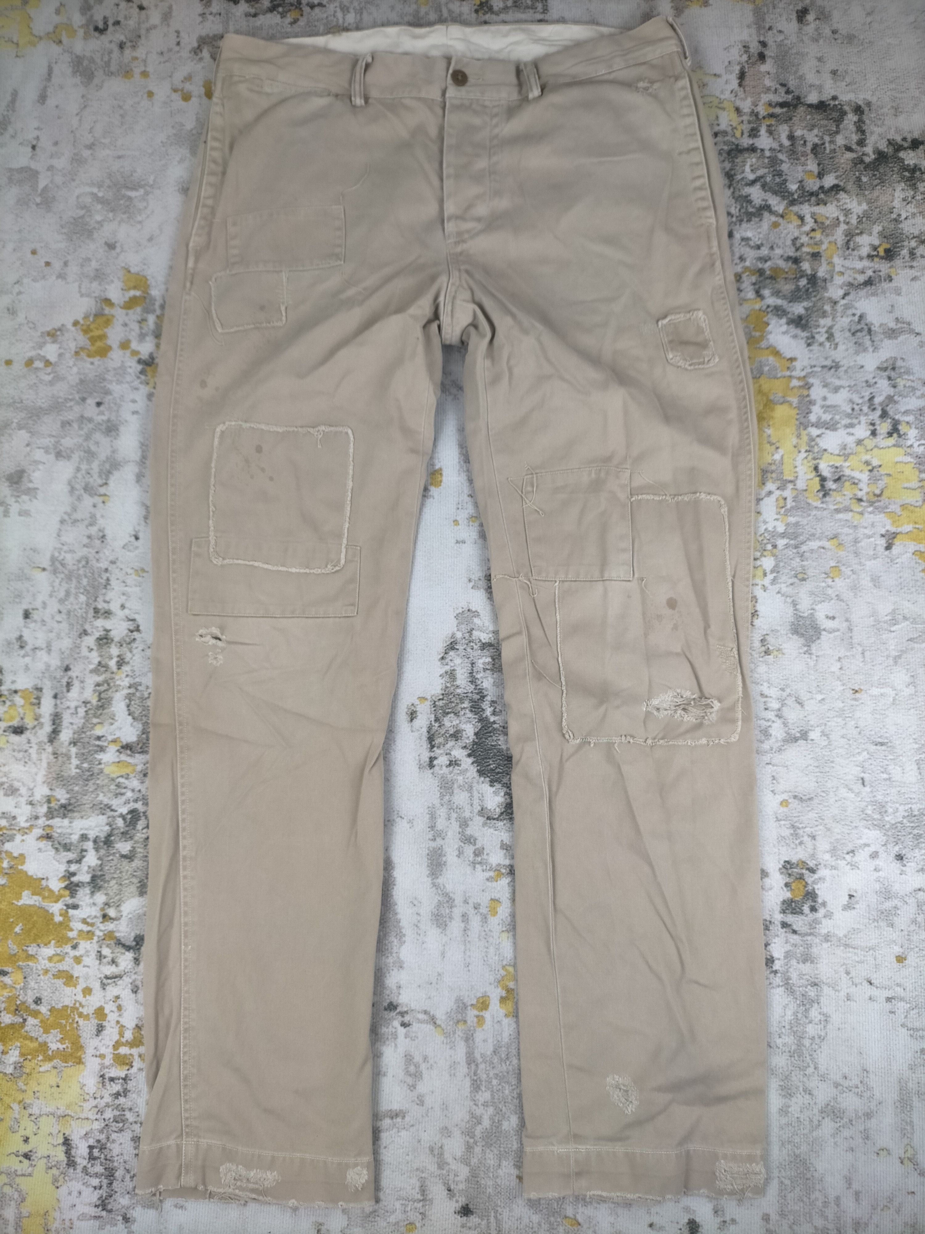 Ralph Lauren 🔥 Vintage Polo Ralph Lauren Patchwork Distressed Pants Size US 34 / EU 50 - 1 Thumbnail