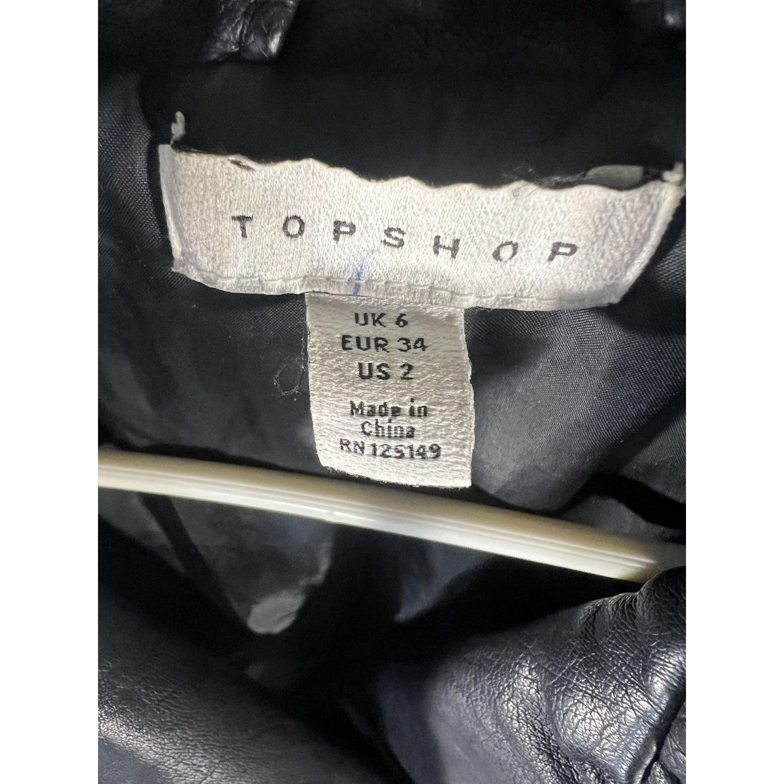 Topshop TOPSHOP Women’s Black Faux Leather Biker Jacket Motorcycle S Size XS / US 0-2 / IT 36-38 - 8 Thumbnail