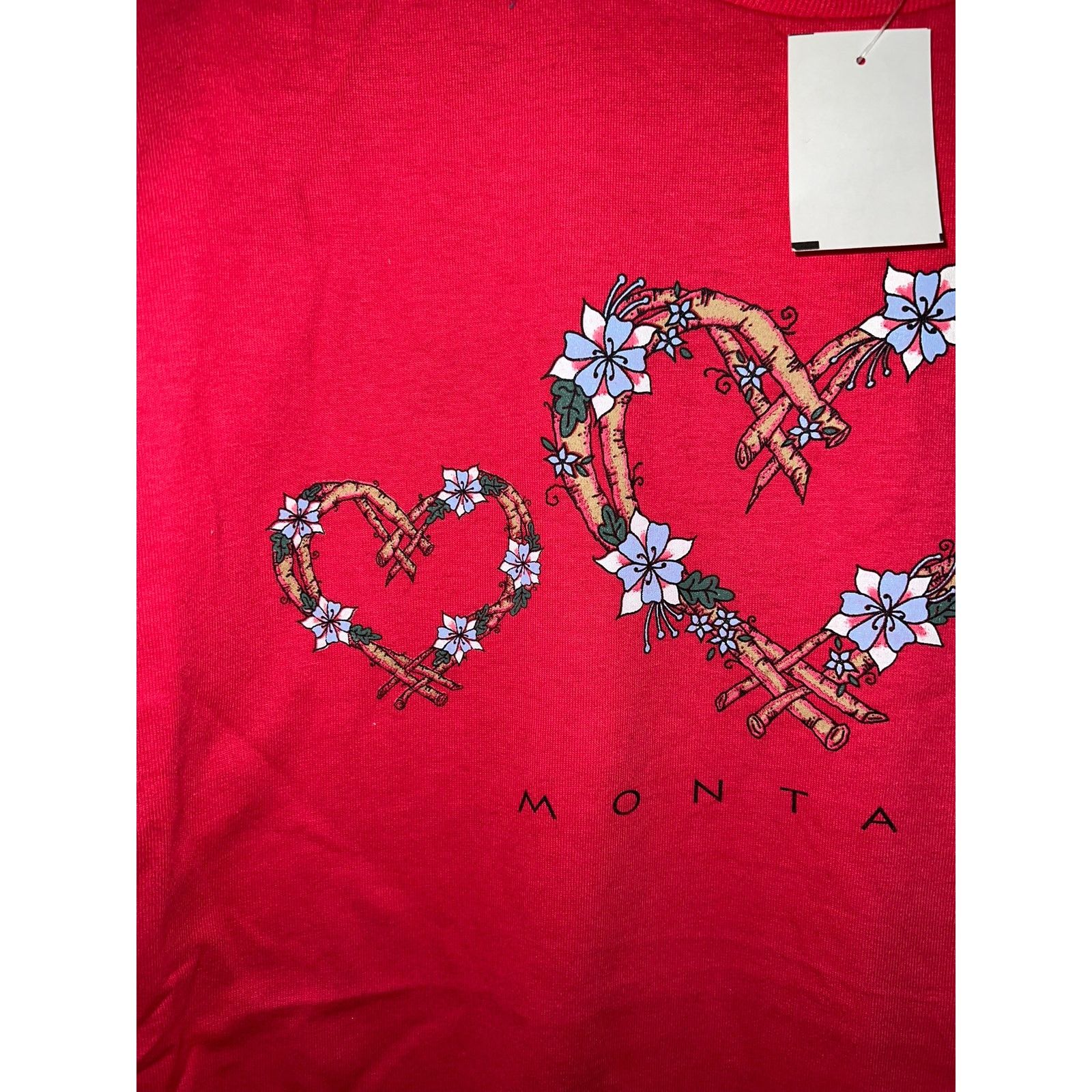 Jerzees Vintage Montana Heart Shirt Tee Bright Red Graphic VTG 90s M Size US M / EU 48-50 / 2 - 2 Thumbnail