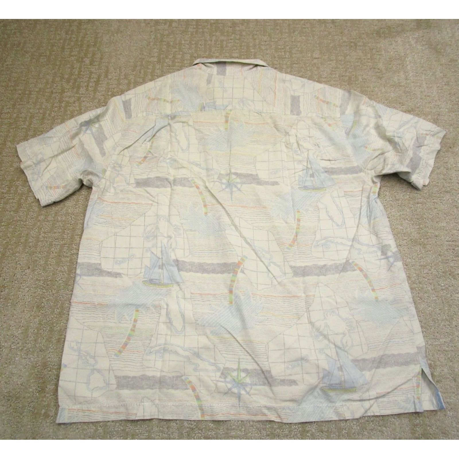 Tommy Bahama Tommy Bahama Shirt Men XL Beige Silk Short Sleeve Hawaiian Button-Up Collar Beach Crew Size US XL / EU 56 / 4 - 3 Thumbnail