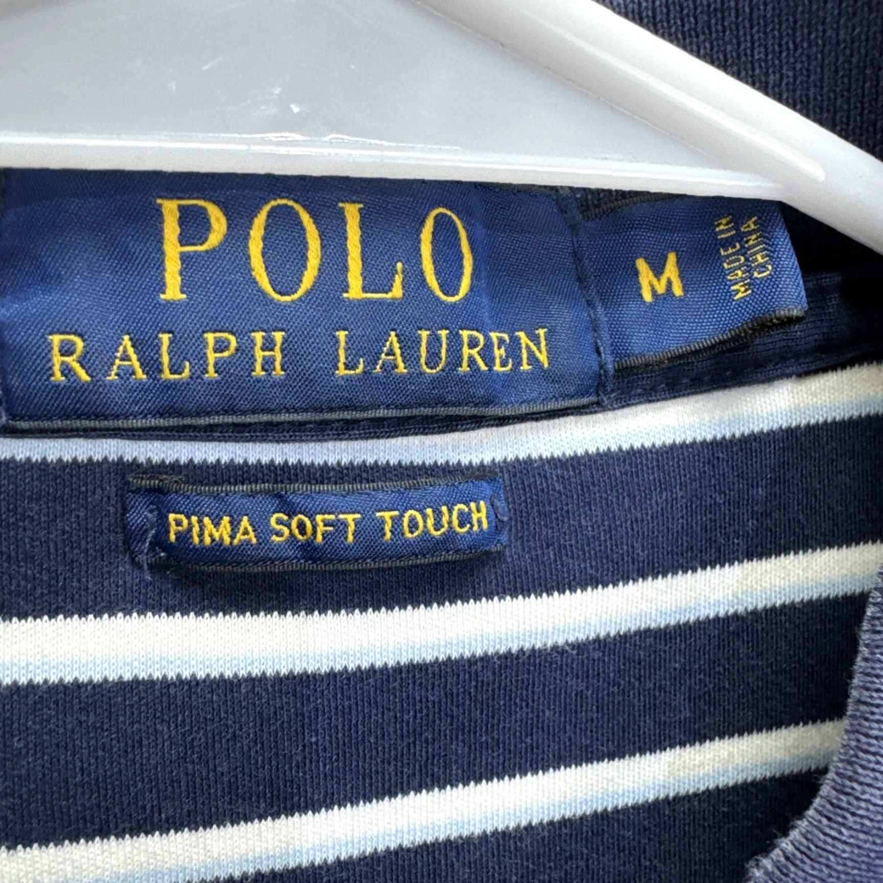 Polo Ralph Lauren VINTAGE Polo Ralph Lauren Men's Polo Shirt Short Sleeve Striped Navy White Slim Fit Casual Size US M / EU 48-50 / 2 - 2 Thumbnail