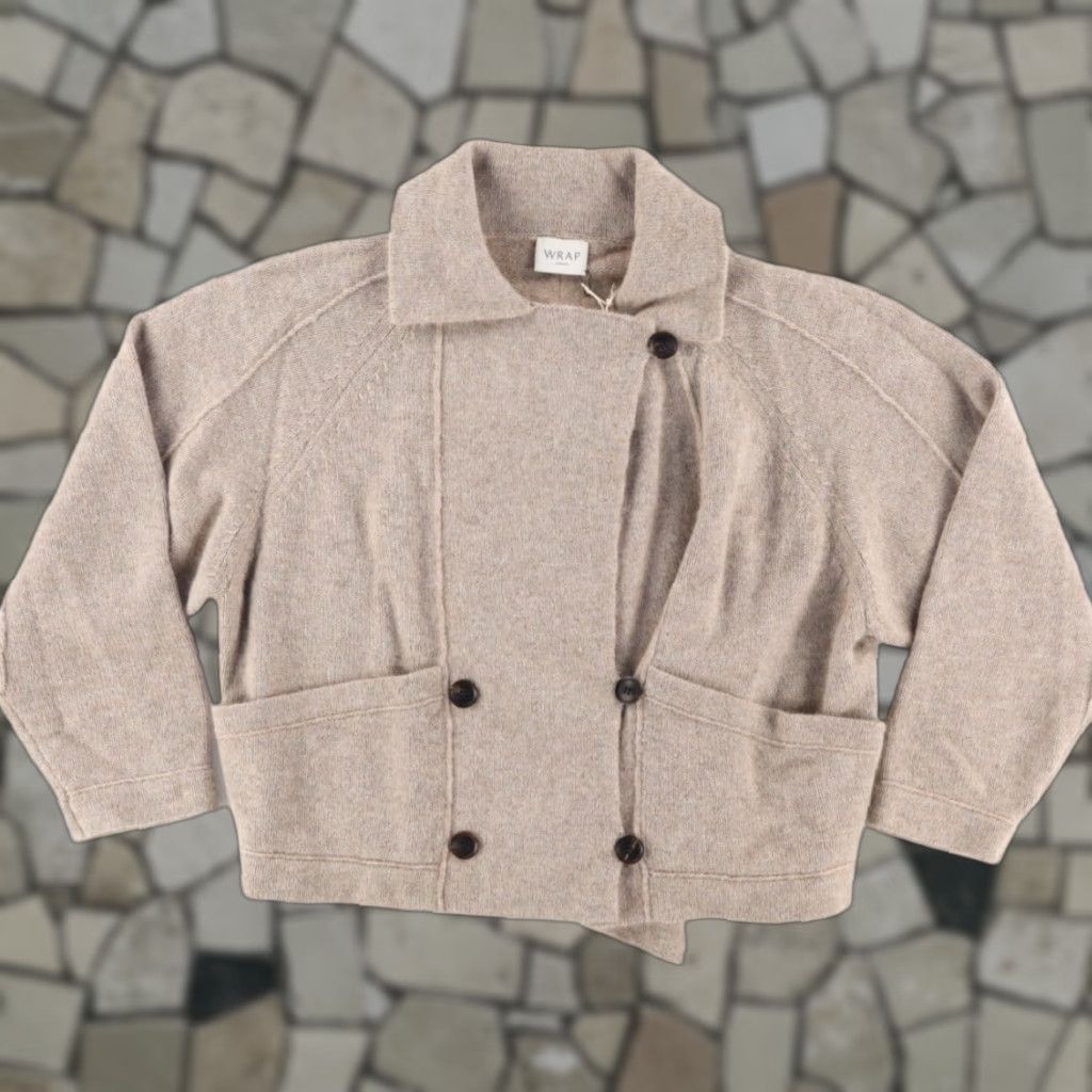 Vintage Wrap Wool Aplaca Knit Jacket Solid Long Sleeve Sweater Fawn Women's 10 Size L / US 10 / IT 46 - 1 Thumbnail