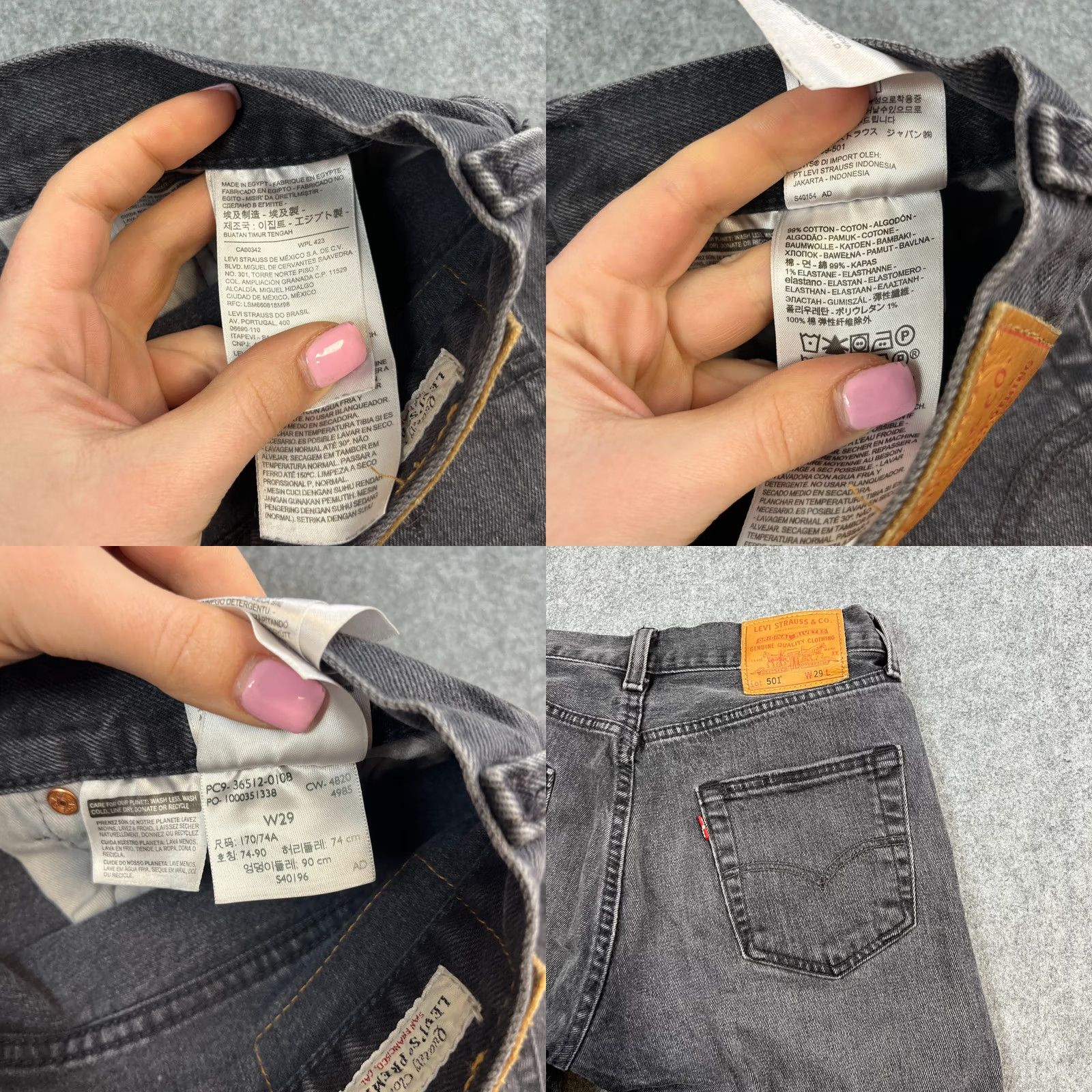 Levi's Levi's 501 Mens Bermuda Shorts Denim Grey Wash W29 Stretch Premium Big E Regular Waist 5-Pocket Mens From Egypt Size US 29 - 8 Thumbnail