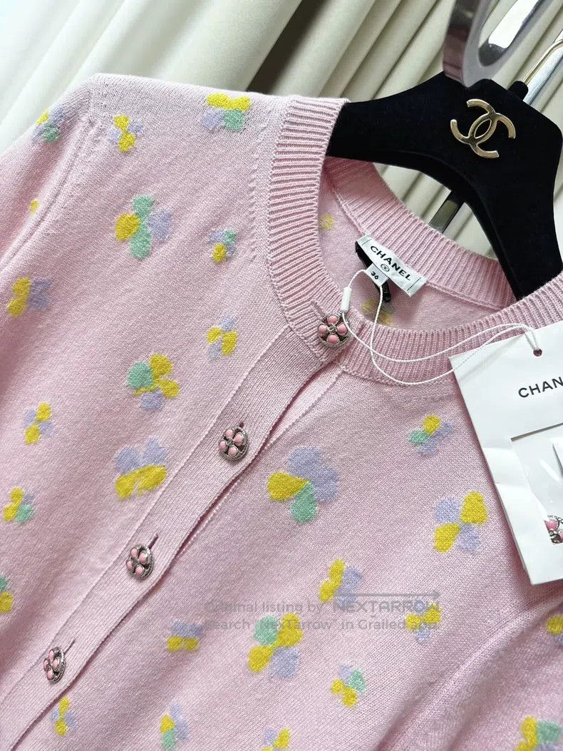 Chanel Chanel 24p pink clover pattern long-sleeved knitted cardig Size XS / US 0-2 / IT 36-38 - 3 Thumbnail